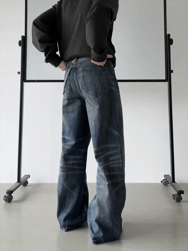 Jean Natsumi x azawa Blue Baggy Washed Wide Leg Jeans Size US 33 - 4 Thumbnail