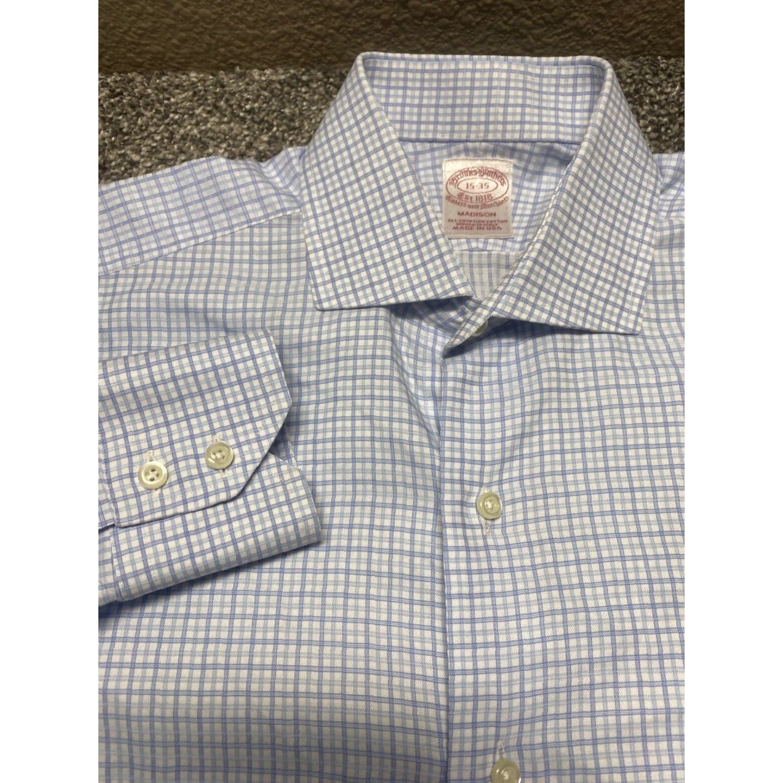 Brooks Brothers VINTAGE Brooks Brothers Makers and Merchants Madison Shirt 15-35 Blue Check Made In USA Size US M / EU 48-50 / 2 - 2 Thumbnail