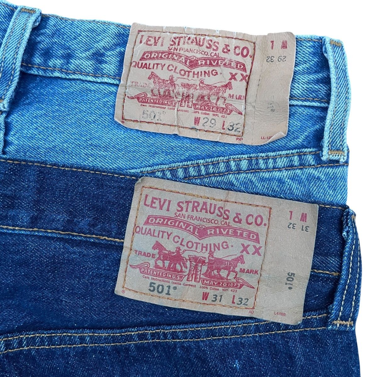 Levi's RARE 1/OFF Paris(re)made Reworked Levi's Double Jeans Size US 28 / EU 44 - 8 Thumbnail