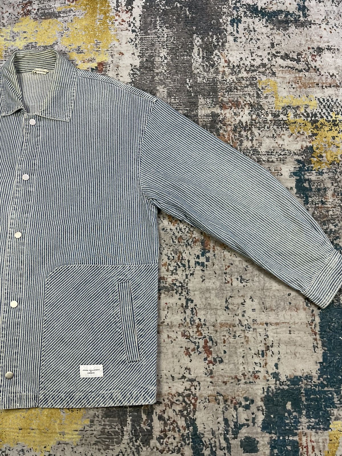 Japanese Brand Jean Helleunt & Create HICKORY STRIPE CHORE Size US XL / EU 56 / 4 - 5 Thumbnail