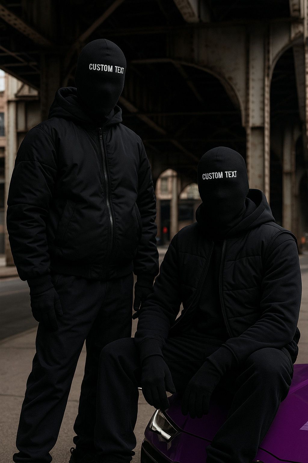 Other Black Full-Face Mask – Custom Logo / Instagram / Text Size ONE SIZE - 1 Thumbnail