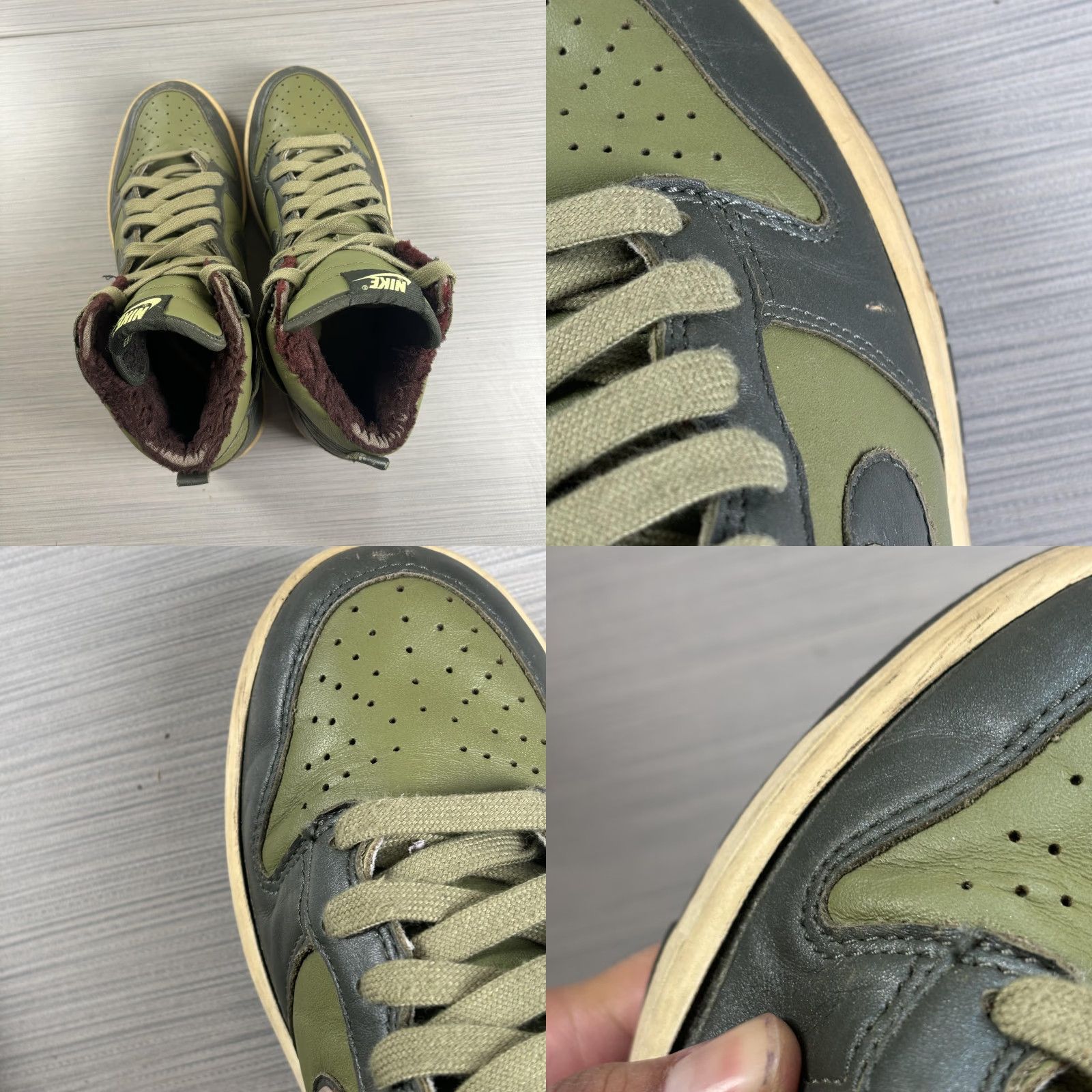 Nike VINTAGE Nike Dunk High Shoes Womens US 7.5 Olive Green Fleece Lined 309431-331 VTG Y2K Shoes Size M / US 6-8 / IT 42-44 - 8 Thumbnail