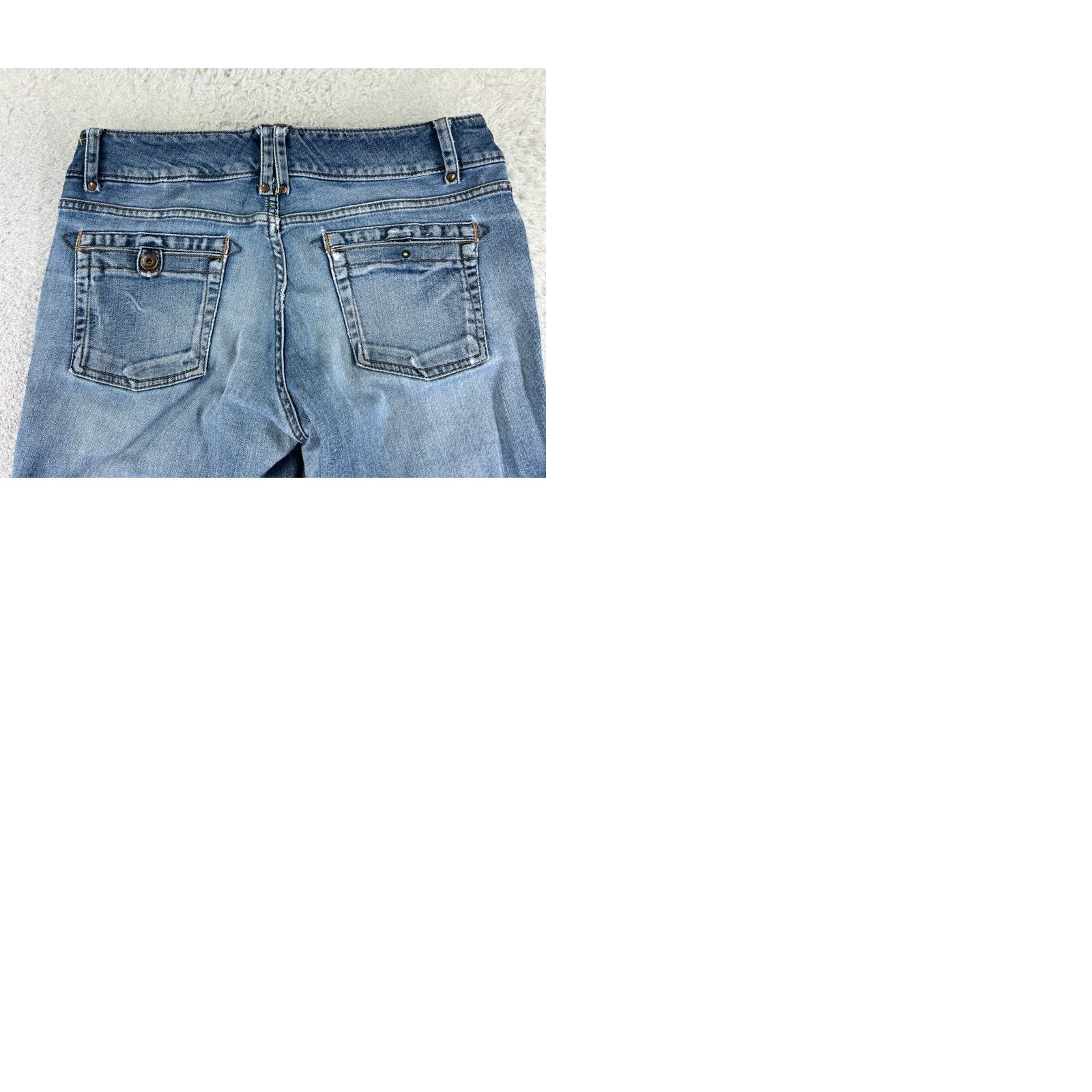 Eddie Bauer Eddie Bauer Jeans Womens 4 Blue Denim Flared Low Rise Stretch 29x31 Cotton Blend Pants Size 27" / US 4 / IT 40 - 10 Thumbnail