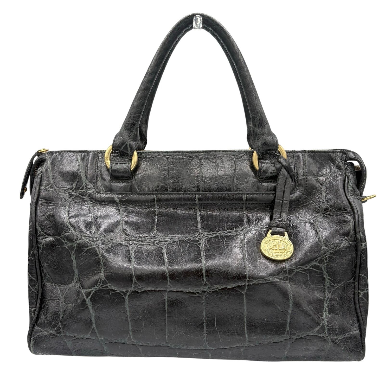 BRAHMIN Authentic Brahmin Black Croc-Embossed Leather Satchel Size ONE SIZE - 2 Thumbnail