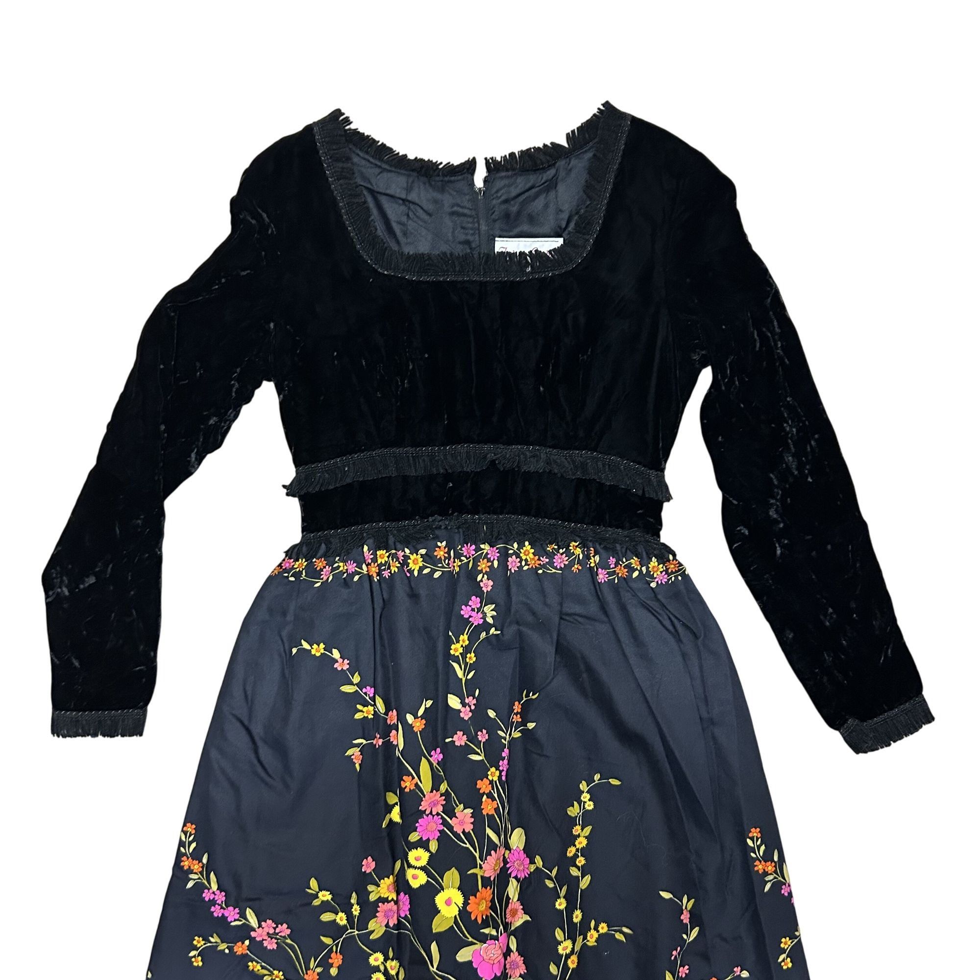 Other 70's VELVET FLORAL Satin Dress Avant Garde Maxi Size XS / US 0-2 / IT 36-38 - 8 Thumbnail