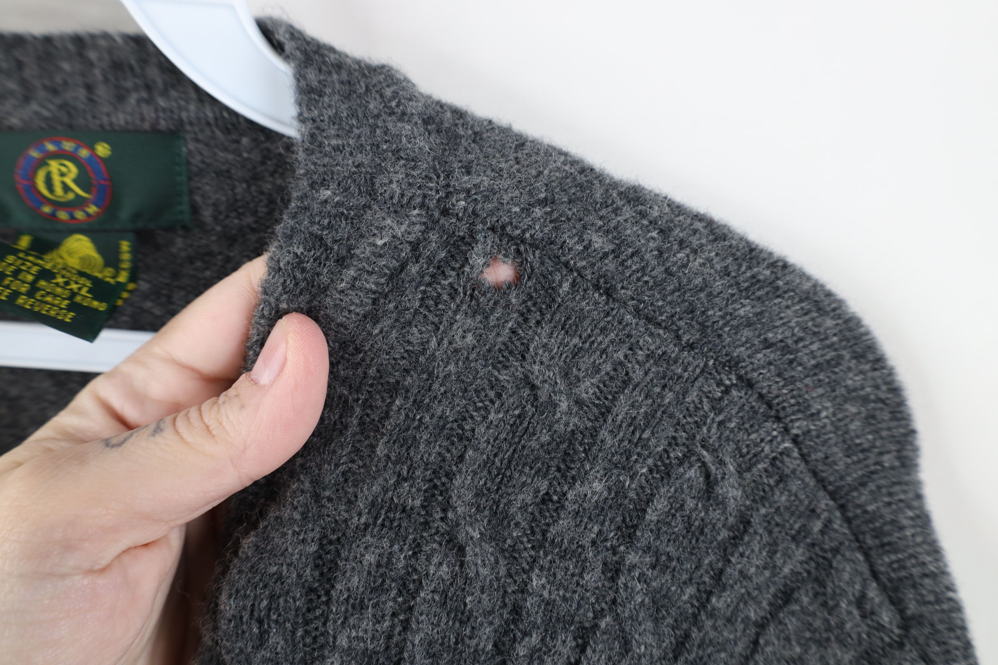 Vintage Vintage 90s Streetwear Wool Chunky Cable Knit Sweater Gray Size US XXL / EU 58 / 5 - 6 Thumbnail