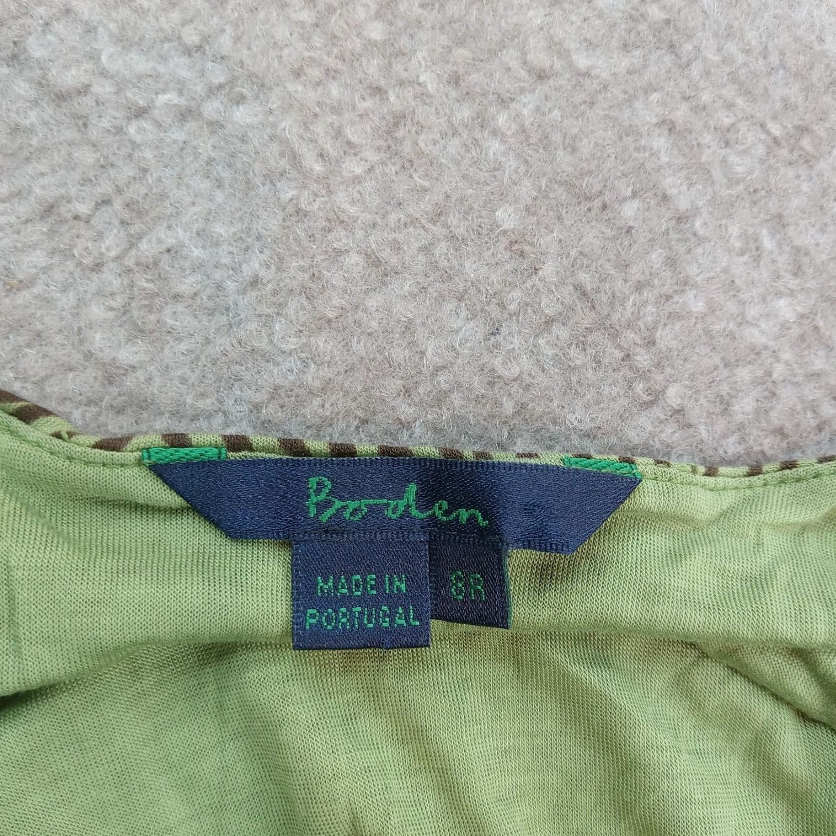 Boden Boden Dress Womens 8 Green 3/4 Sleeve V-Neck Midi Faux Wrap Knit Lyocell Geometric Casual Size M / US 6-8 / IT 42-44 - 5 Thumbnail