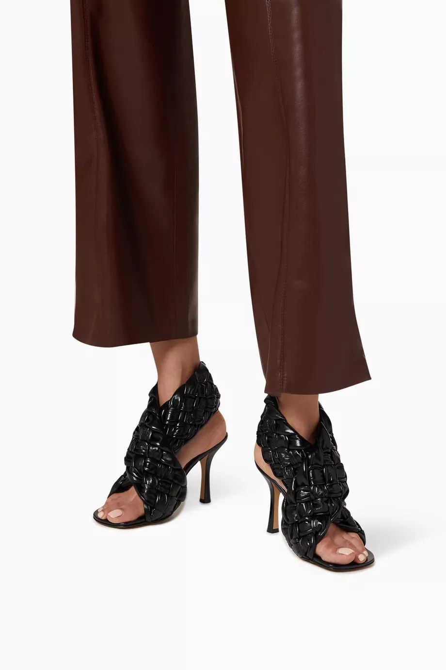 Bottega Veneta o1y0725 Spool Heel Sandals in Black Size US 6 / IT 36 - 5 Thumbnail