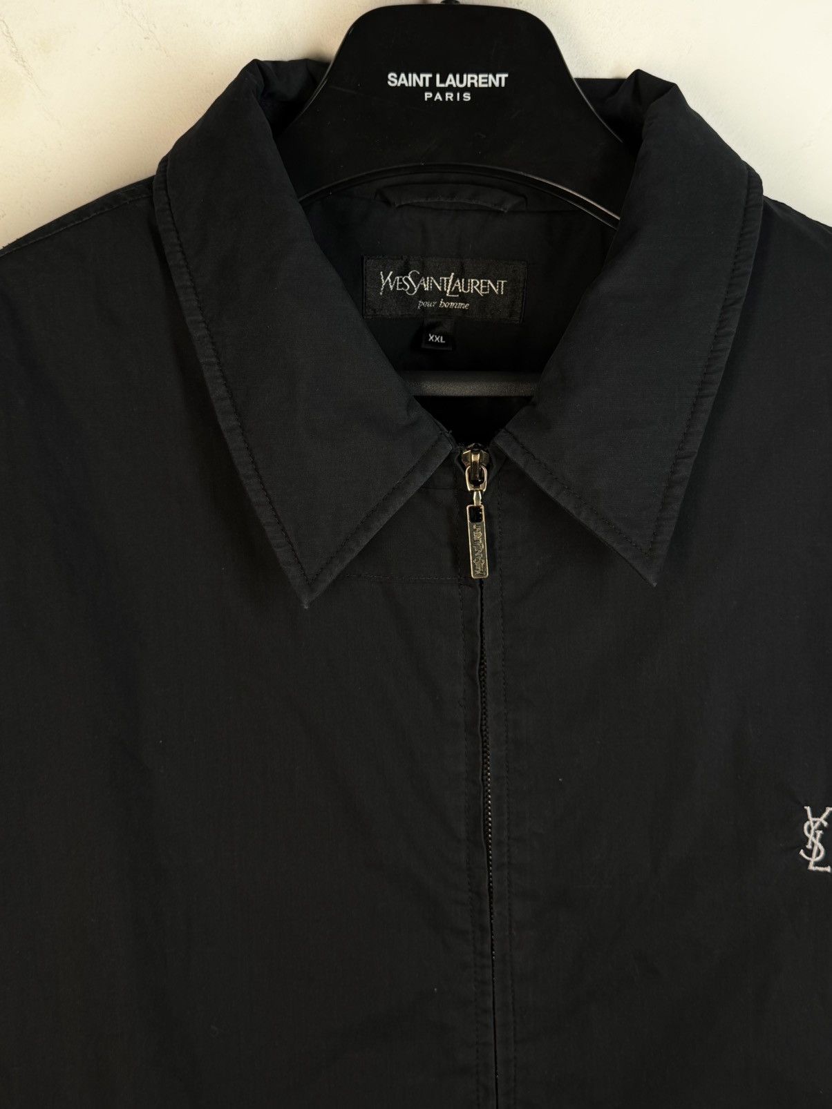 Yves Saint Laurent Black Warm YSL Jacket Bomber Zip Up Collar Vintage Logo y2k Size US XXL / EU 58 / 5 - 24 Thumbnail