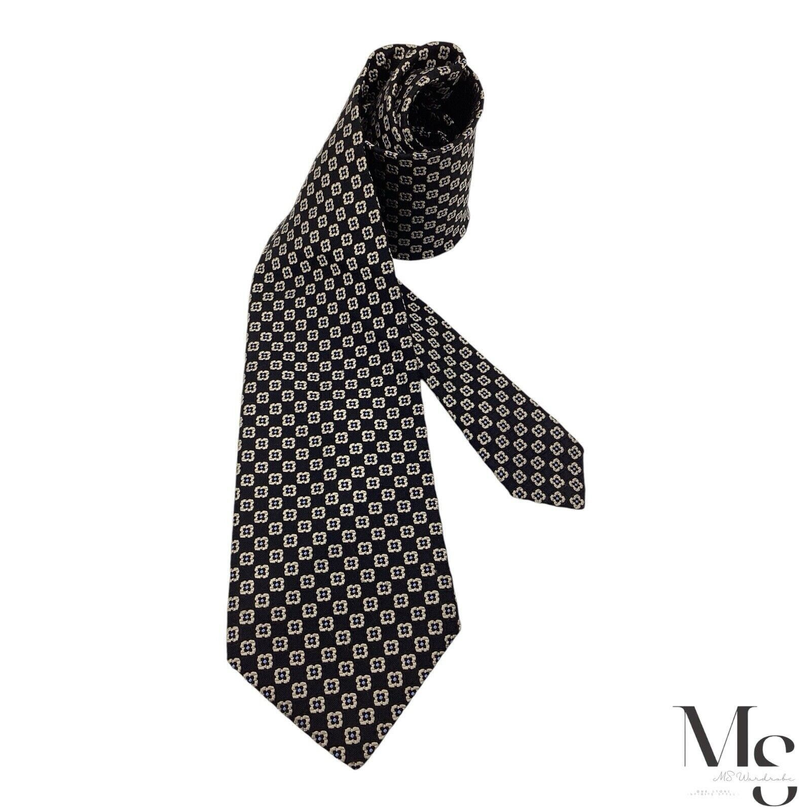 Daniel Cremieux DANIEL CREMIEUX XL Black Floral Silk Tie Hand Made In USA W: Size ONE SIZE - 1 Thumbnail