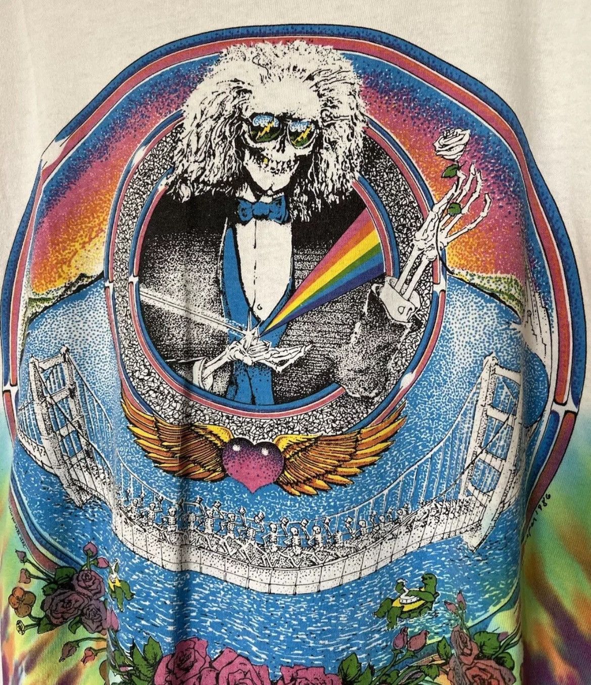 Fruit Of The Loom × Grateful Dead × Vintage Vintage 80s Grateful Dead Golden Gate Bridge Mens L Tie-Dye Size US L / EU 52-54 / 3 - 4 Thumbnail