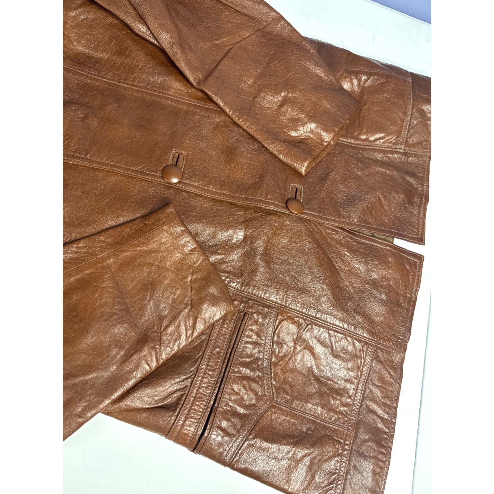 Vintage VINTAGE Brown Leather Blazer Sport Coat Jacket Made In Mexico Sz 44 Mens Regular Leather Blazer Sports Overcoat 44 Brown Mens Size 44R - 4 Thumbnail