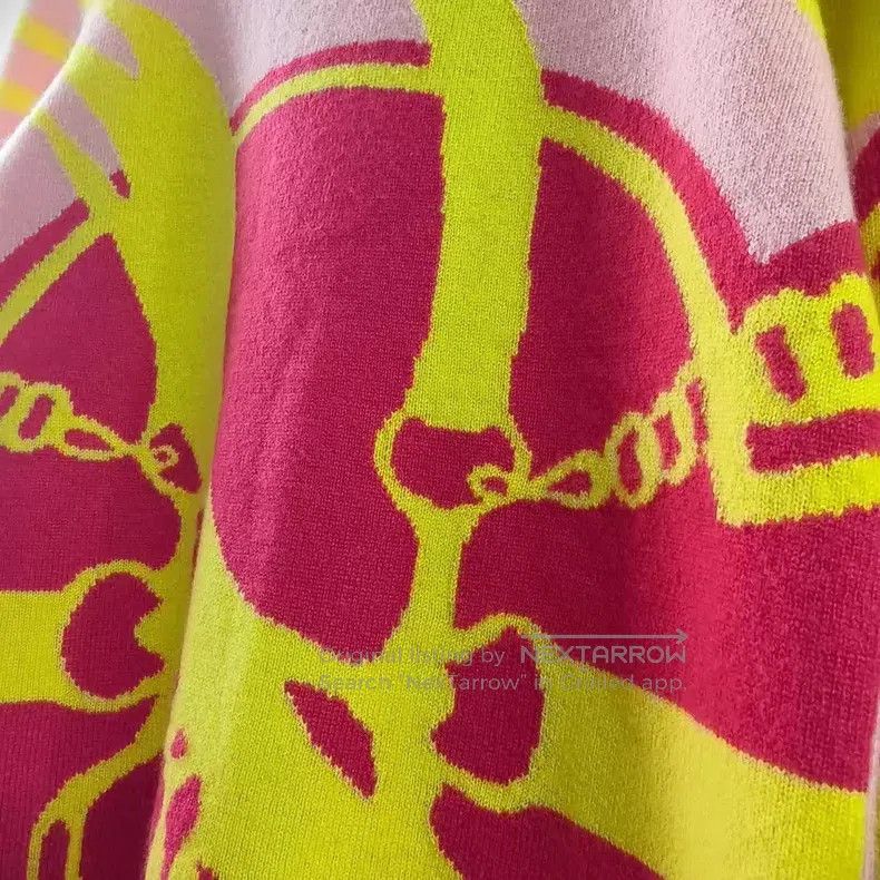 Hermes Hermes Pink Chain Pattern Wool Knit Top Size XS / US 0-2 / IT 36-38 - 3 Thumbnail