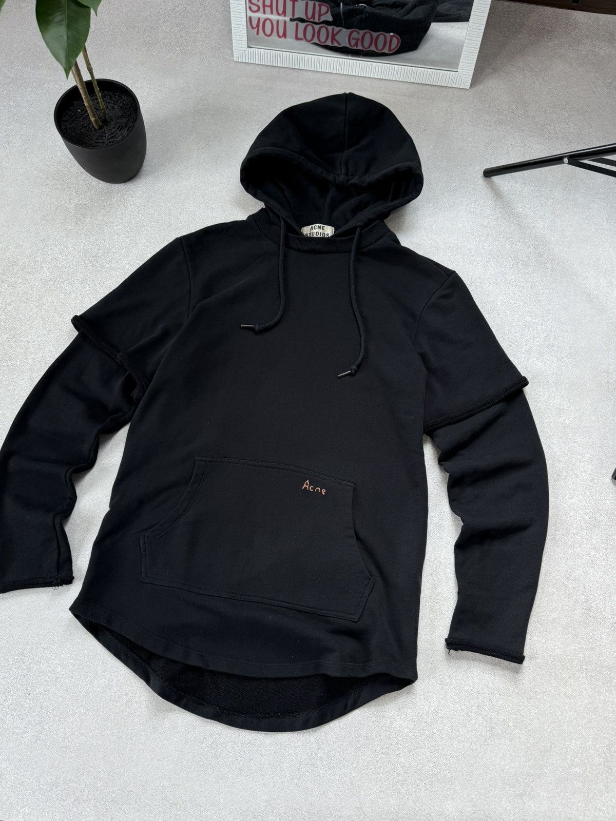 Acne Studios Acne Studios Black Hoodie Oversized Layered Sleeve Pullover Size US S / EU 44-46 / 1 - 2 Thumbnail