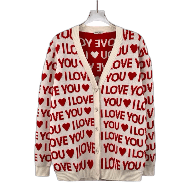 Miu Miu MiuMiu Red Logo Knit Cardigan Sweater Size XS / US 0-2 / IT 36-38 - 1 Thumbnail