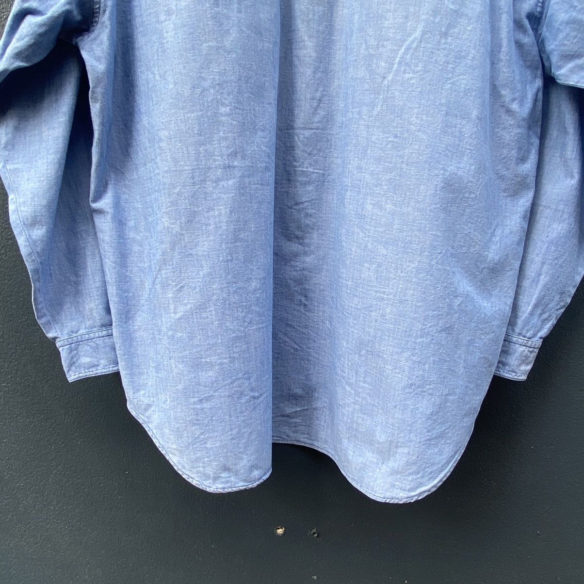 Japanese Brand × Vintage ENGLISH HERALDRY Vintage Patched Chambray Shirt. Size US M / EU 48-50 / 2 - 6 Thumbnail