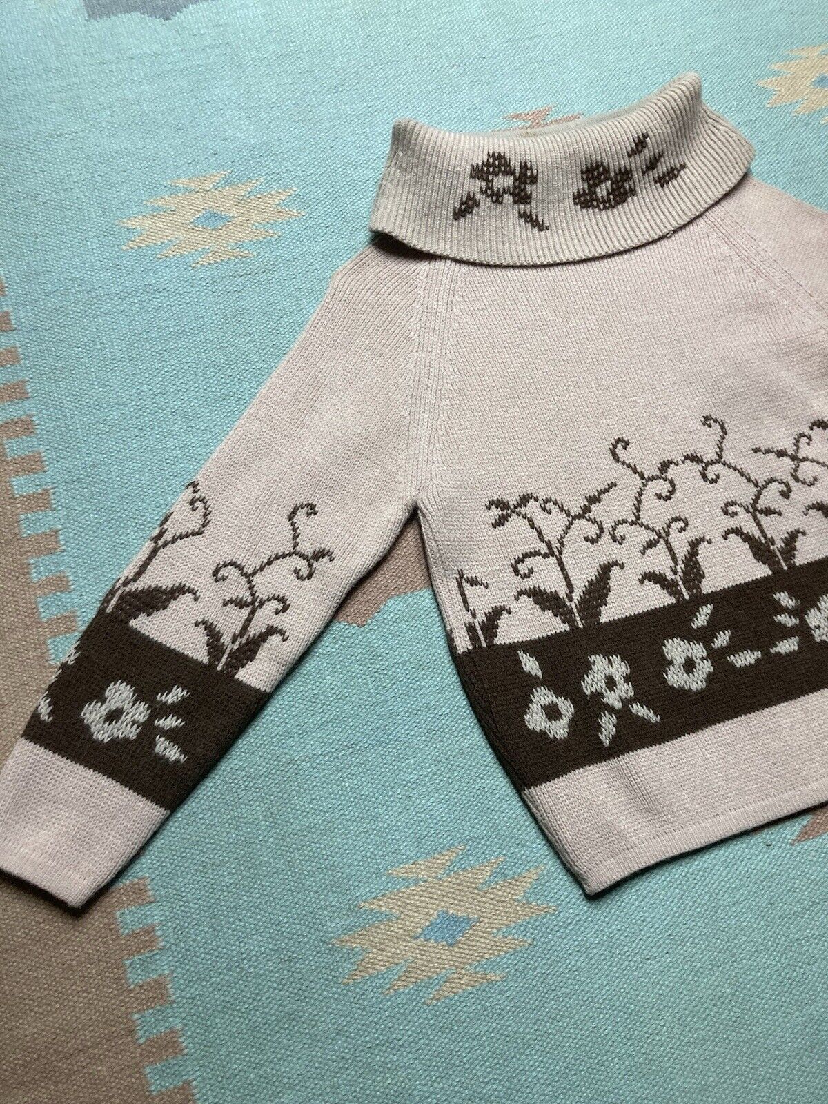 Vintage VTG knit sweater flowers floral Jane hunter wide collar M Size M / US 6-8 / IT 42-44 - 3 Thumbnail