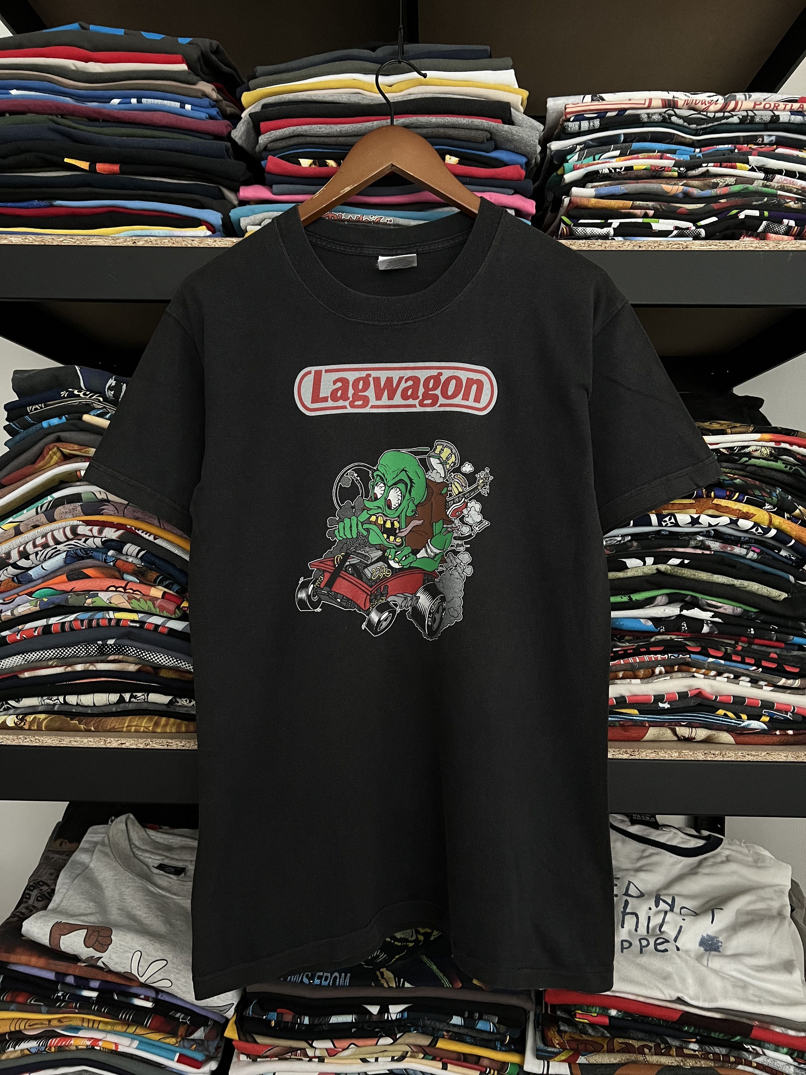 image of Band Tees x Rock T Shirt Vintage 90's Lagwagon Fat Wreck Chords Black Tee, Men's (Size Small)