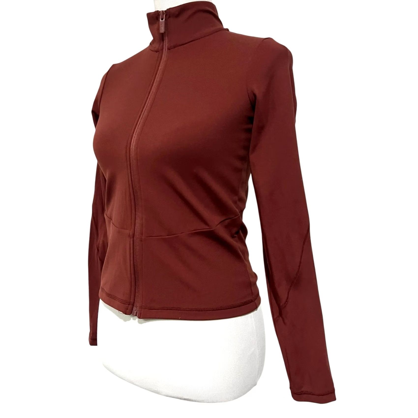 Vintage FLX Affirmation Full Zip Athletic Jersey Knit Stretch Jacket Chic Burgundy XS Womens Sleeve Long ZIP Size XS / US 0-2 / IT 36-38 - 3 Thumbnail