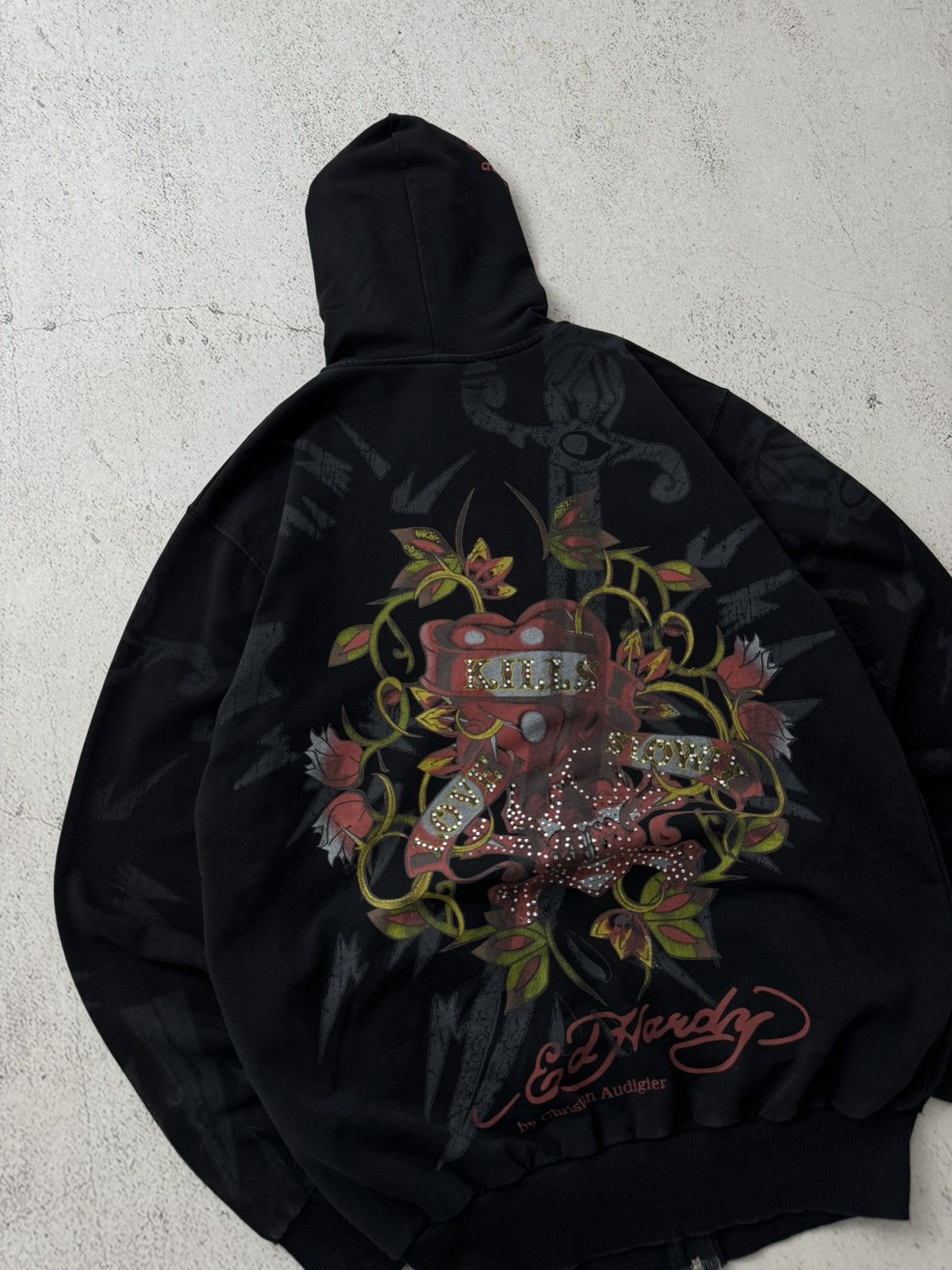 Christian Audigier × Ed Hardy × Vintage Ed Hardy Christian Audigier Y2K Vintage Zip Hoodie Size US S / EU 44-46 / 1 - 3 Thumbnail