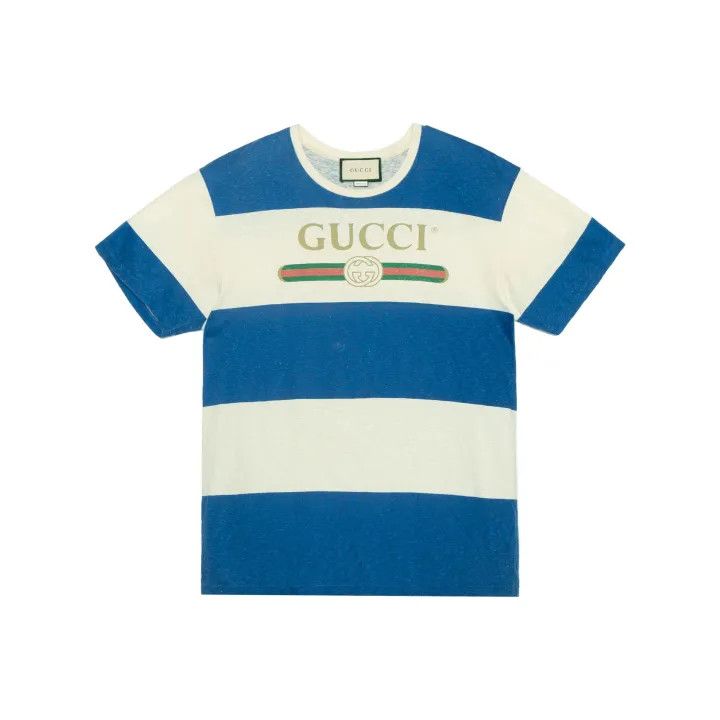 Gucci Gucci SS20 Blue and White Striped T-Shirt Size US M / EU 48-50 / 2 - 1 Thumbnail