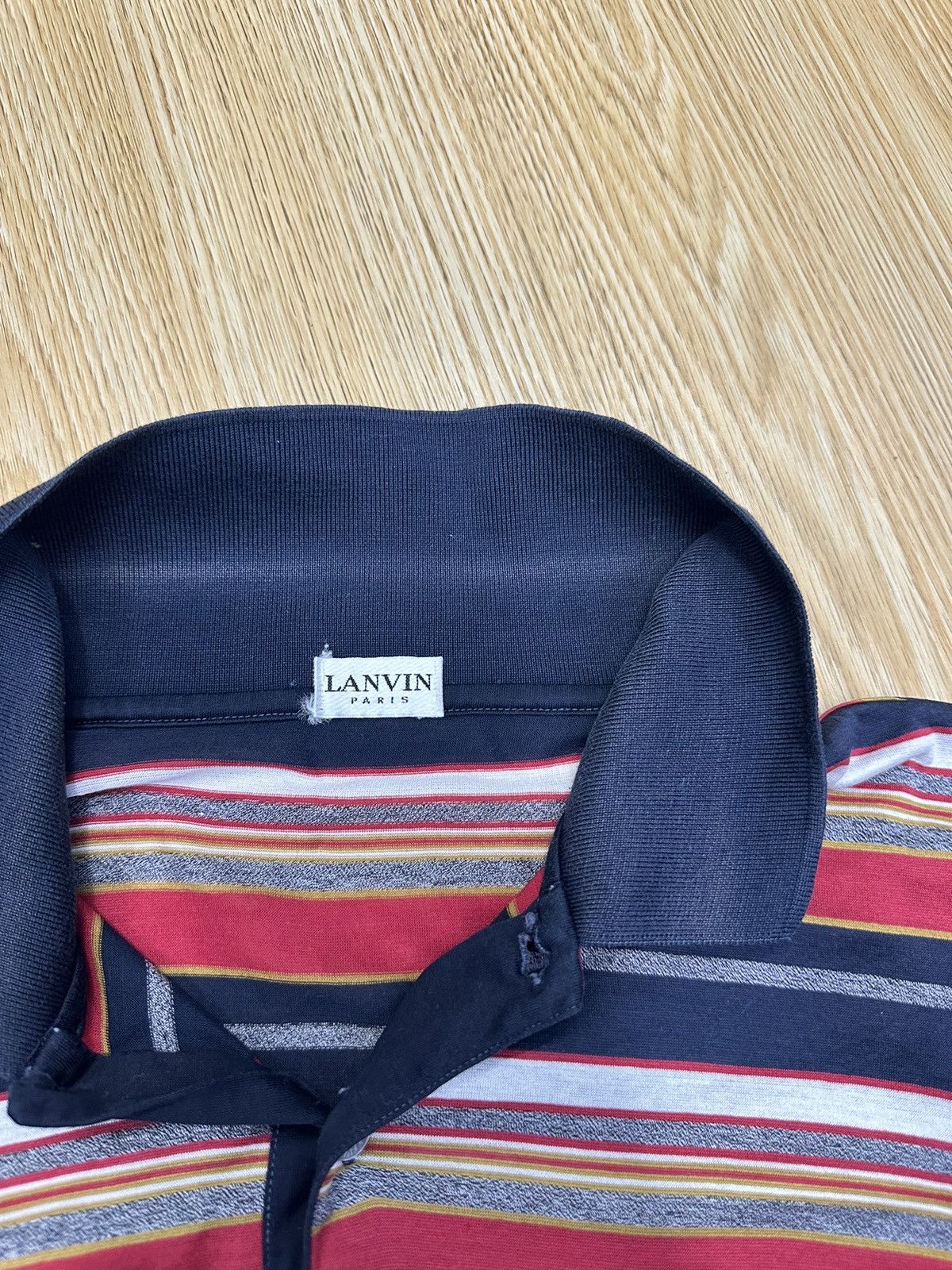 Lanvin × Vintage Vintage Lanvin Paris Single Stitch Stripe Polo Tee A229 Size US M / EU 48-50 / 2 - 8 Thumbnail