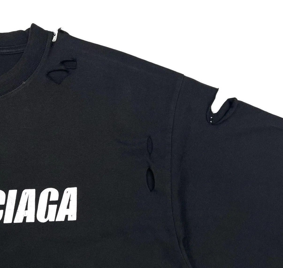 Balenciaga Black Distressed Short Sleeve T-Shirt XL. Size US XL / EU 56 / 4 - 6 Thumbnail