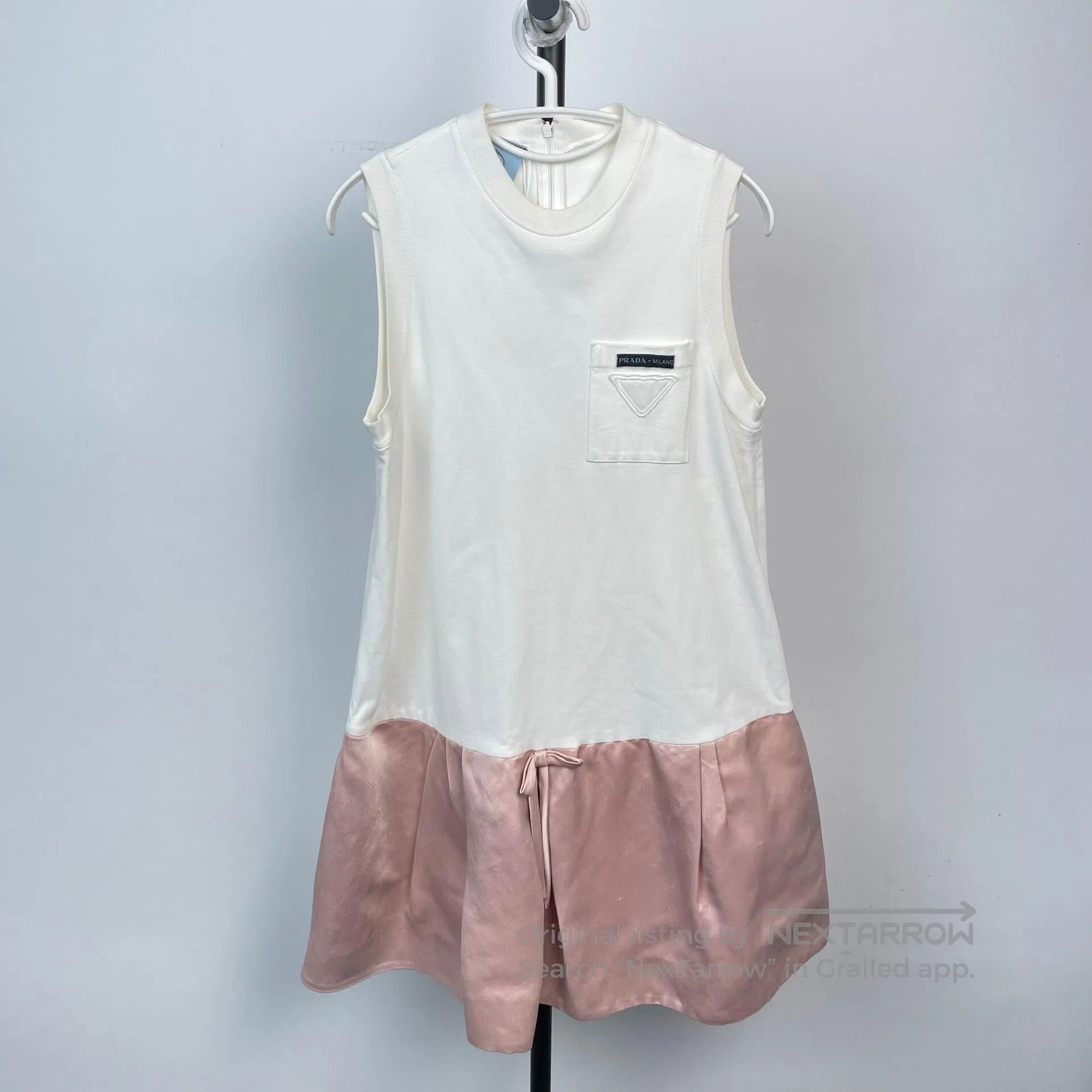 Prada Prada Bow Pink and White Color Block Triangle Logo Sleevel Size XS / US 0-2 / IT 36-38 - 1 Thumbnail