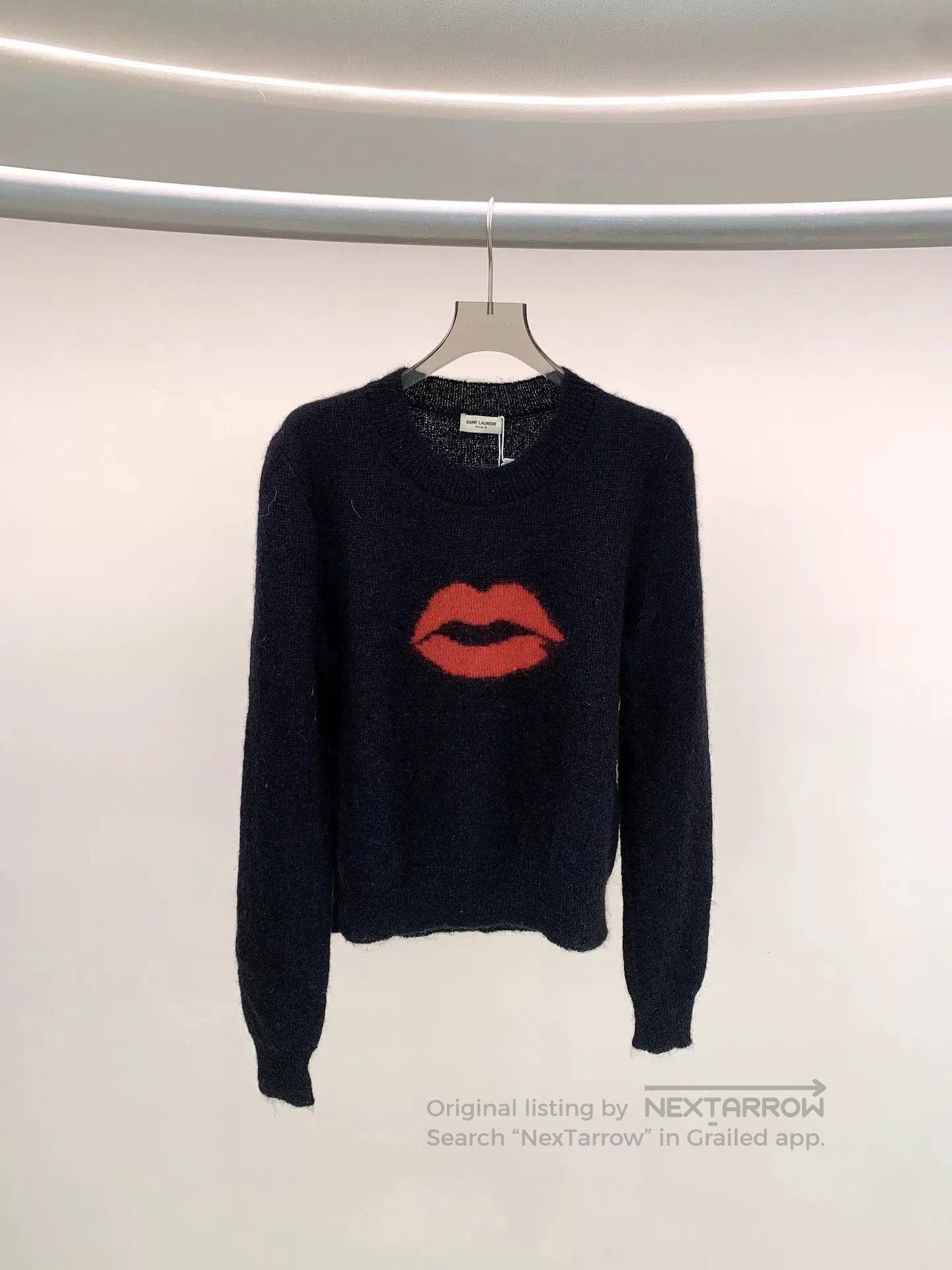 Saint Laurent Paris Saint Laurent Dark Blue Red Lip Sweater. Size S / US 4 / IT 40 - 1 Thumbnail
