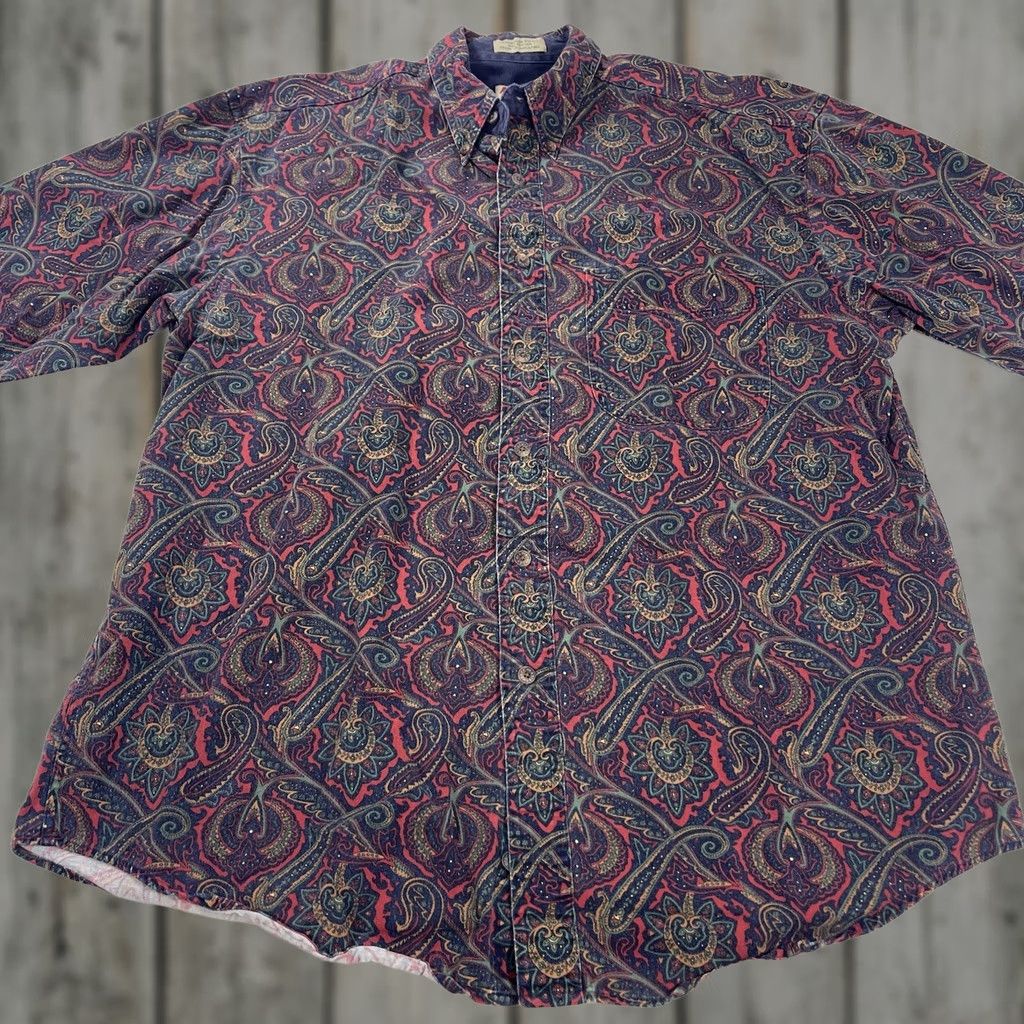 Vintage VINTAGE Adirondack Savile Rowe Sz L Button Shirt Twill Long Sleeve Paisley NICE Size US L / EU 52-54 / 3 - 1 Thumbnail