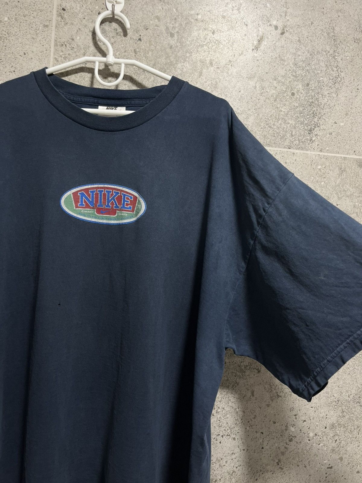 Nike × Vintage Vintage Nike Cotton Navy T-Shirt 90s Size 2XL Size US XXL / EU 58 / 5 - 3 Thumbnail