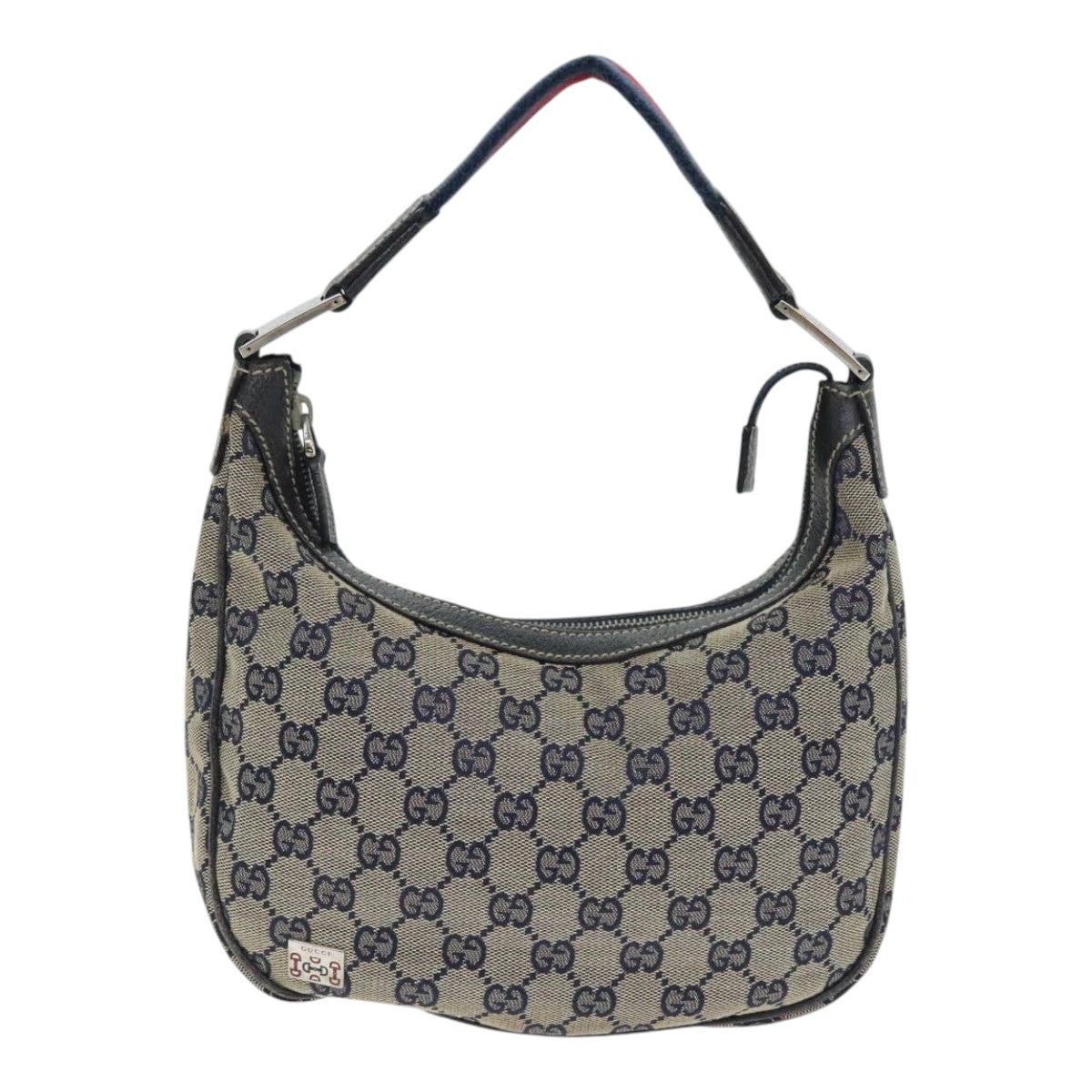 Gucci GUCCI GG Canvas Sherry Line Hand Bag Navy Silver Red Size ONE SIZE - 2 Thumbnail