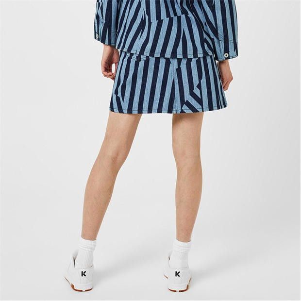 Kenzo o1g2r1mq1024 Striped Skirt in Blue & Navy Size 25" / US 0 / IT 36 - 2 Thumbnail