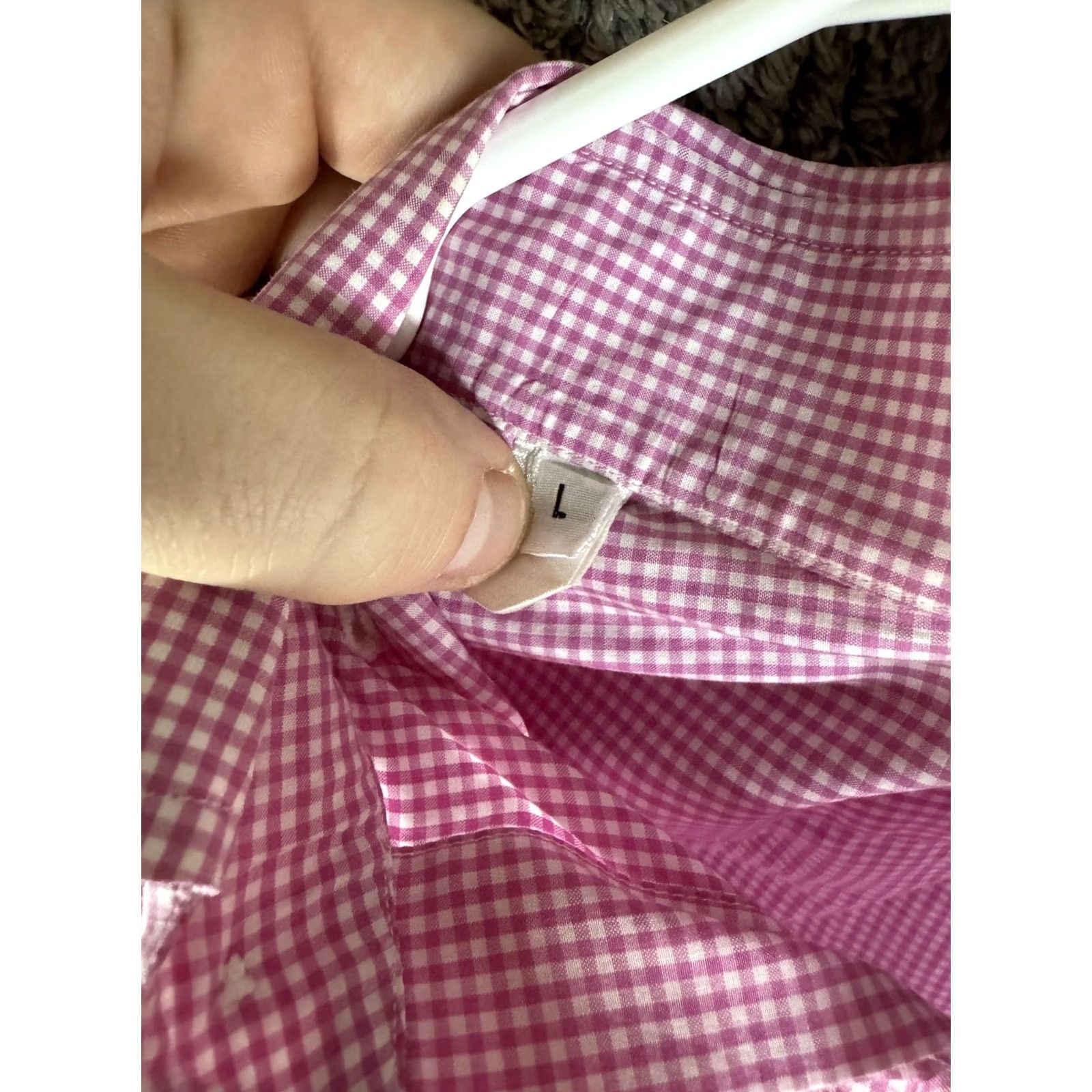 Vintage Truzzi Shirt Mens L Pink Gingham Button-Down Dress Long Sleeve Size 42R - 6 Thumbnail