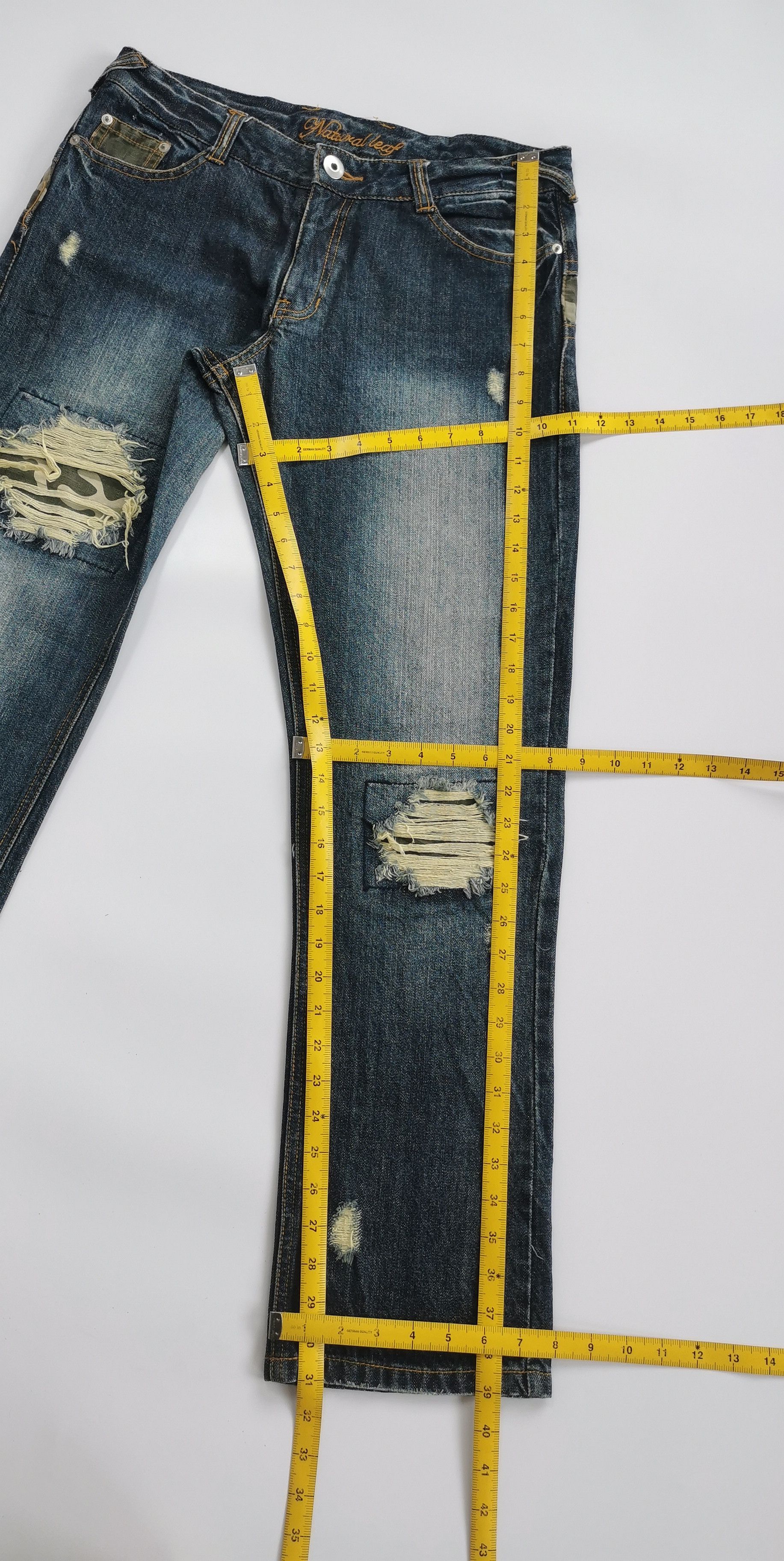 Kapital natural leaf patchwork w/camo line back denim jeans Size US 32 / EU 48 - 7 Thumbnail