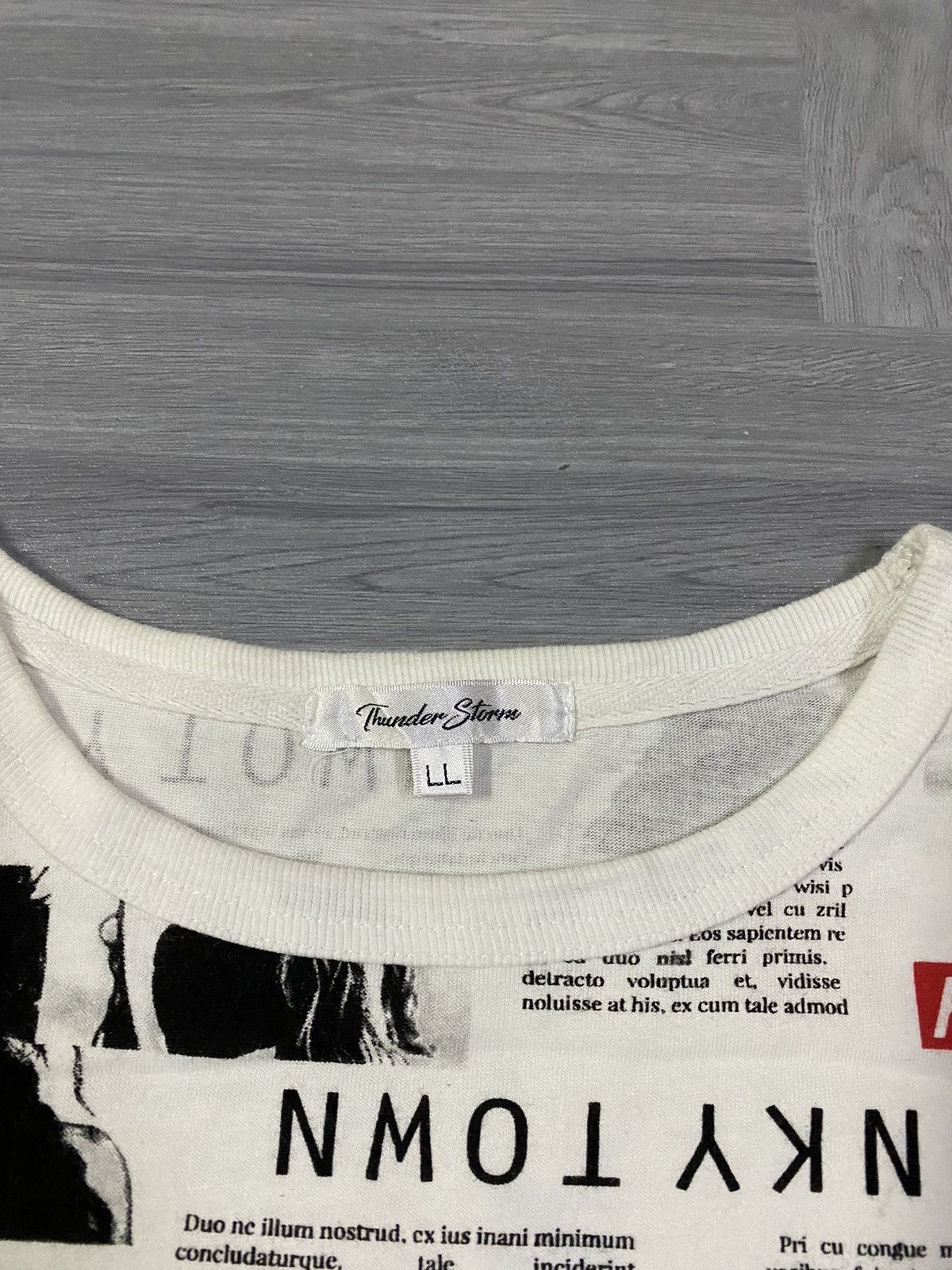 Japanese Brand Thunder Storm Newspaper Headlines Tees Size US XL / EU 56 / 4 - 6 Thumbnail