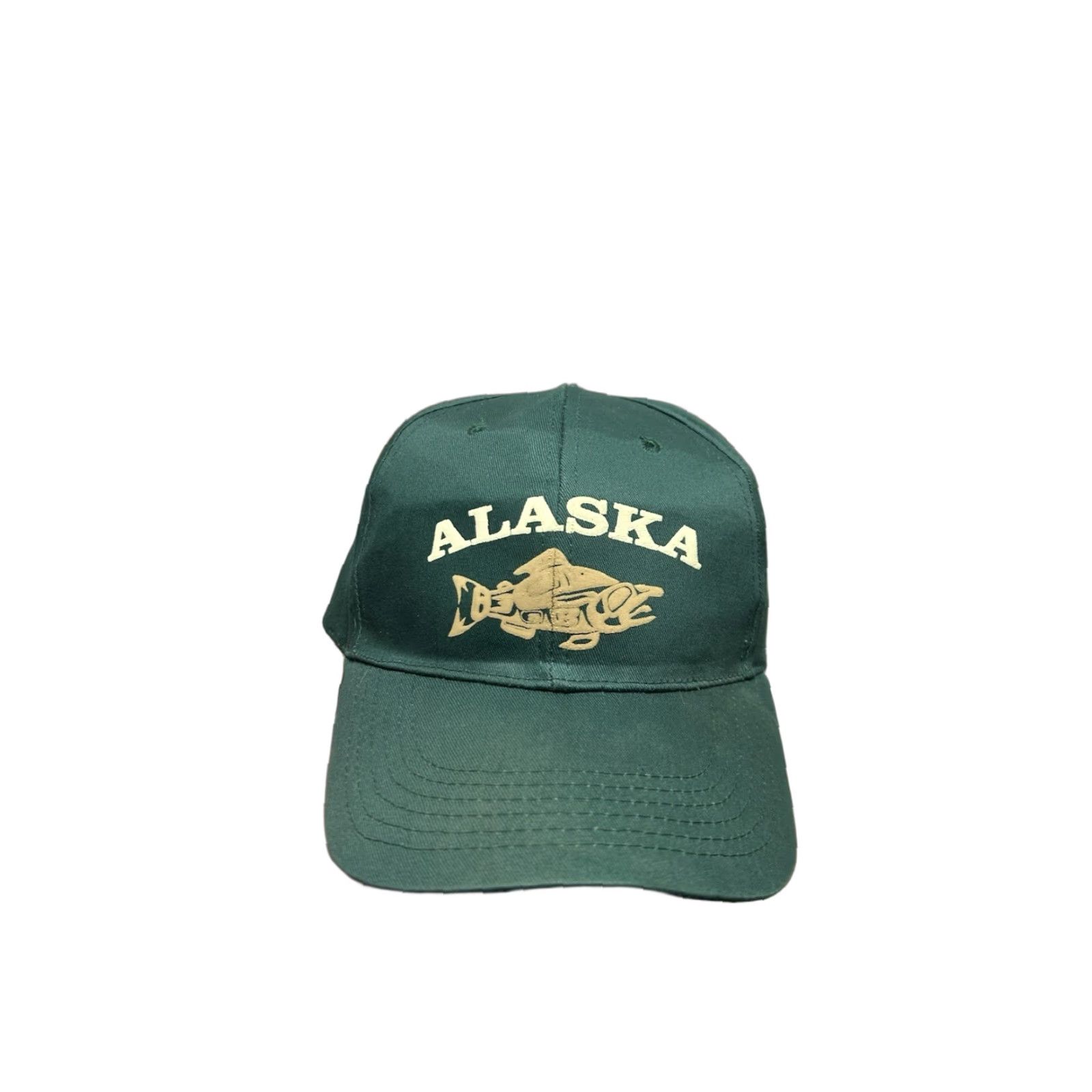 Native VINTAGE strapback hat cap Alaska fish native graphic forest green adjustable Men Adjustable Green Fish Logos strapback Men Size ONE SIZE - 1 Thumbnail