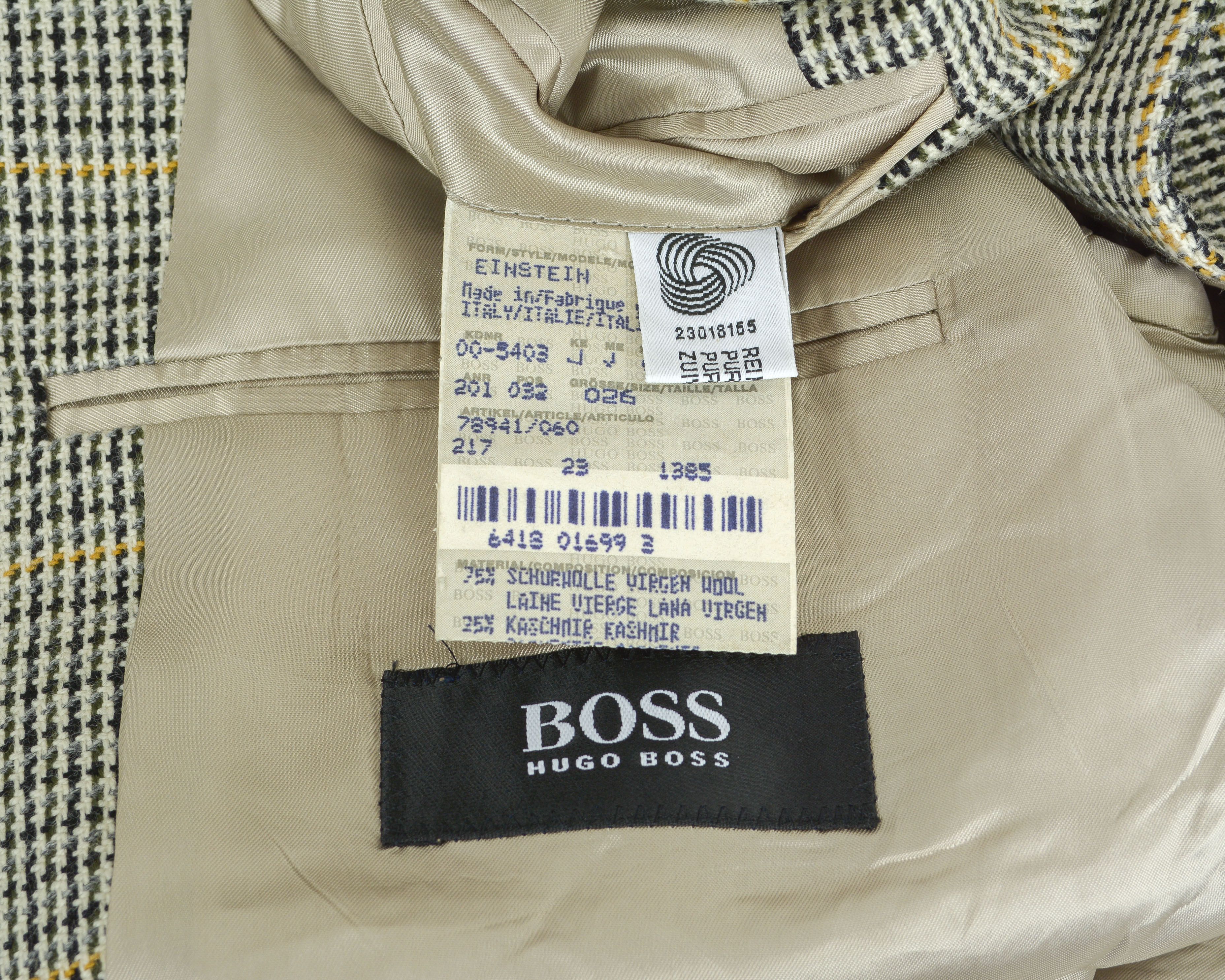 Hugo Boss Vintage Einstein UK 42 US Blazer Cashmere Coat Check Wool Size 42S - 6 Thumbnail