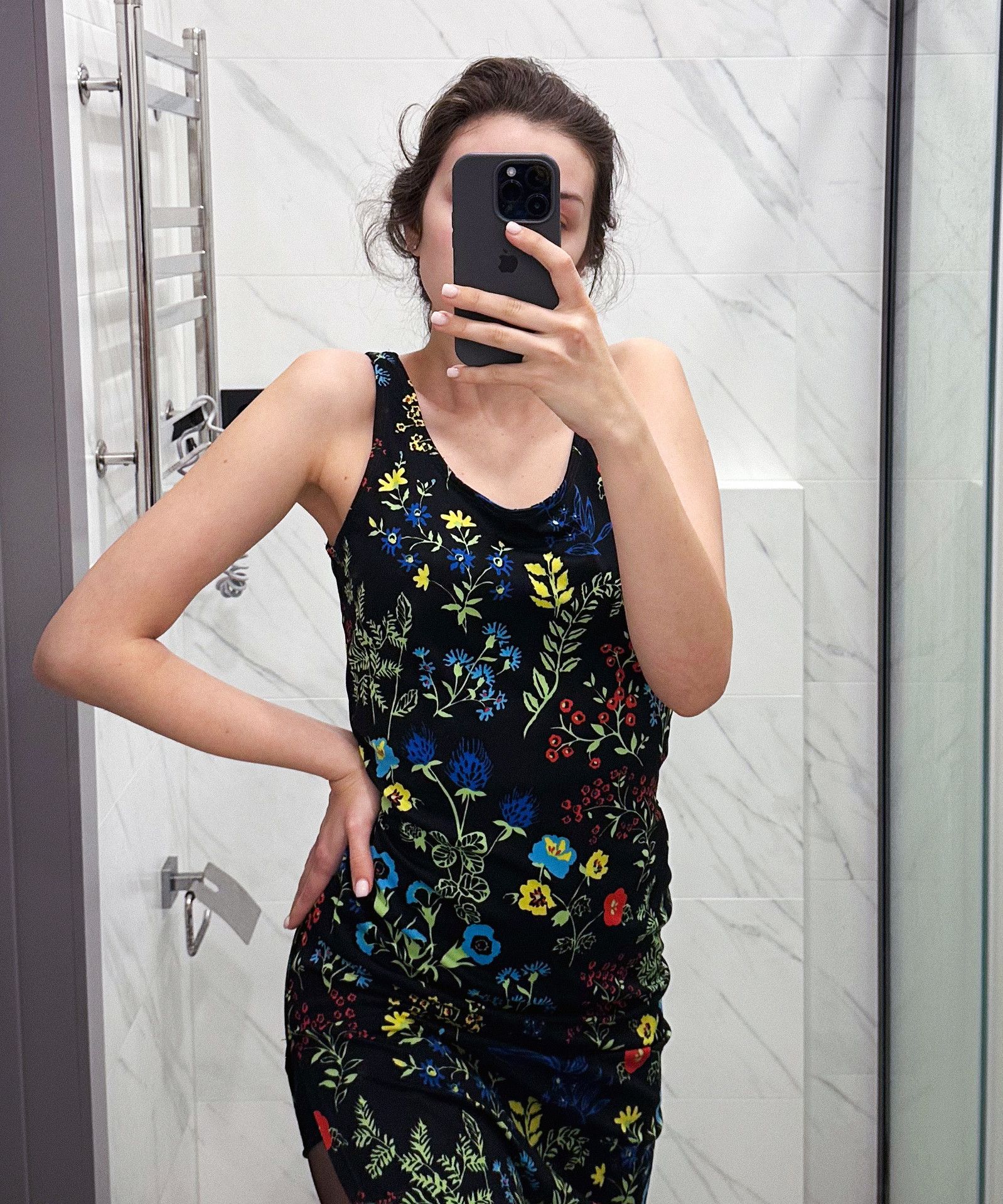 Versace Jeans Couture VERSACE Dress Floral Flower Print Black Vintage Dresses Size M / US 6-8 / IT 42-44 - 4 Thumbnail
