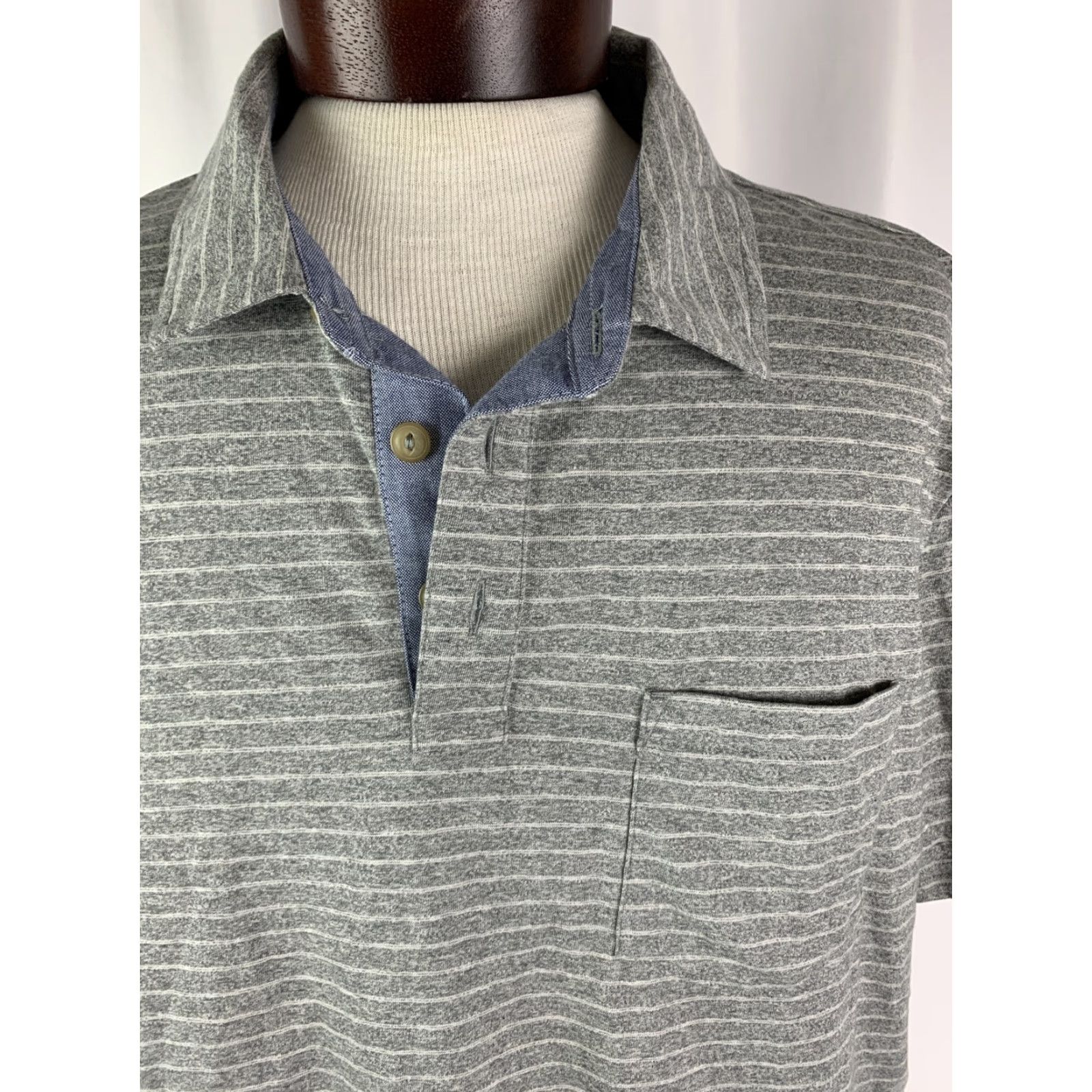 Vintage Sonoma XXL Men's Gray Striped Cotton Blend Polo Short Sleeve Golf Shirt Size US XXL / EU 58 / 5 - 5 Thumbnail