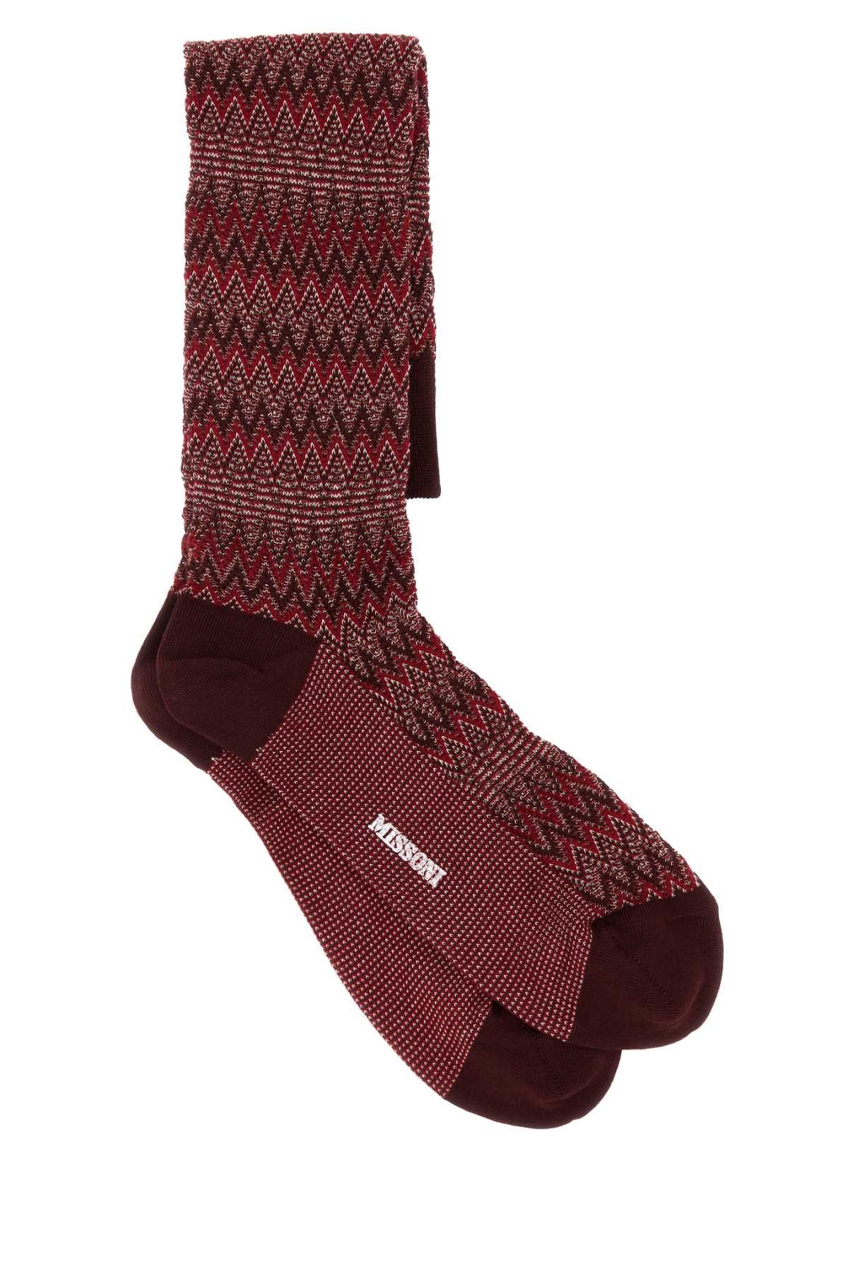 Embroidered Cotton Blend Socks