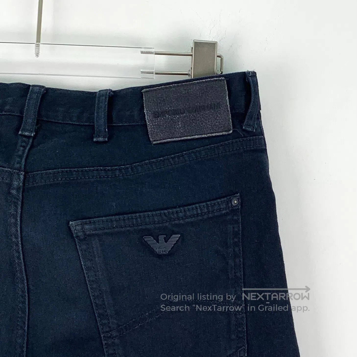 Armani Armani Dark Blue Cotton Denim Trousers| Size US 29 - 5 Thumbnail