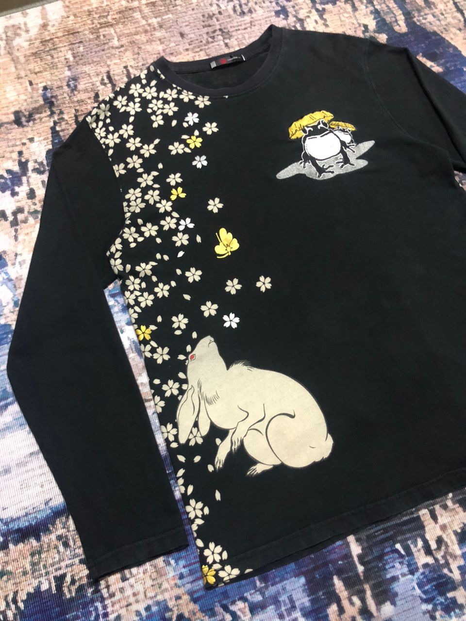 Japanese Brand Sanmaruichi Art Print Flowers Embroidery Frog Design Sukajan Size US M / EU 48-50 / 2 - 7 Thumbnail