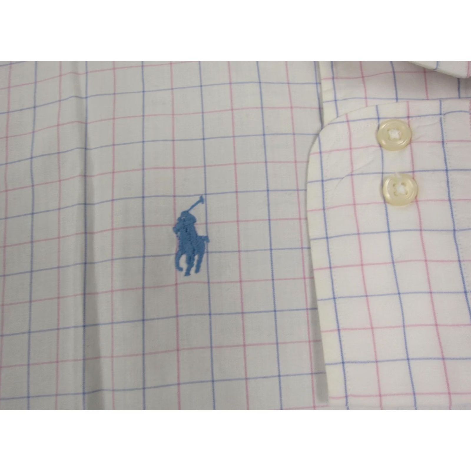 Ralph Lauren Ralph Lauren Shirt Adult 17 Button-Down Check Cotton Long Sleeve White Pink Blue Pony Mens 90s Vintage Size US XL / EU 56 / 4 - 4 Thumbnail