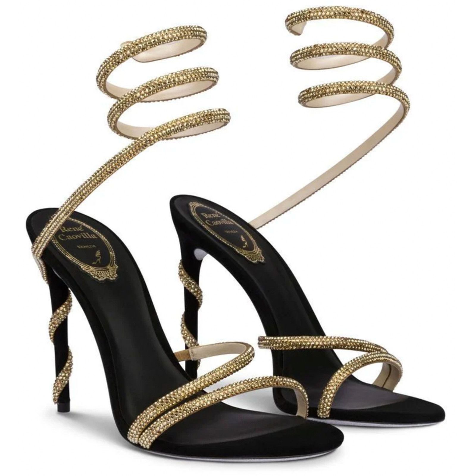 Rene Caovilla Margot Crystal Ankle Wrap Strap Sandal Heel Pump 37 Size US 7 / IT 37 - 3 Thumbnail