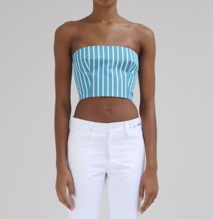 Marni o1f1d3z0725 Crop Top in White/Blue Size M / US 6-8 / IT 42-44 - 1 Thumbnail