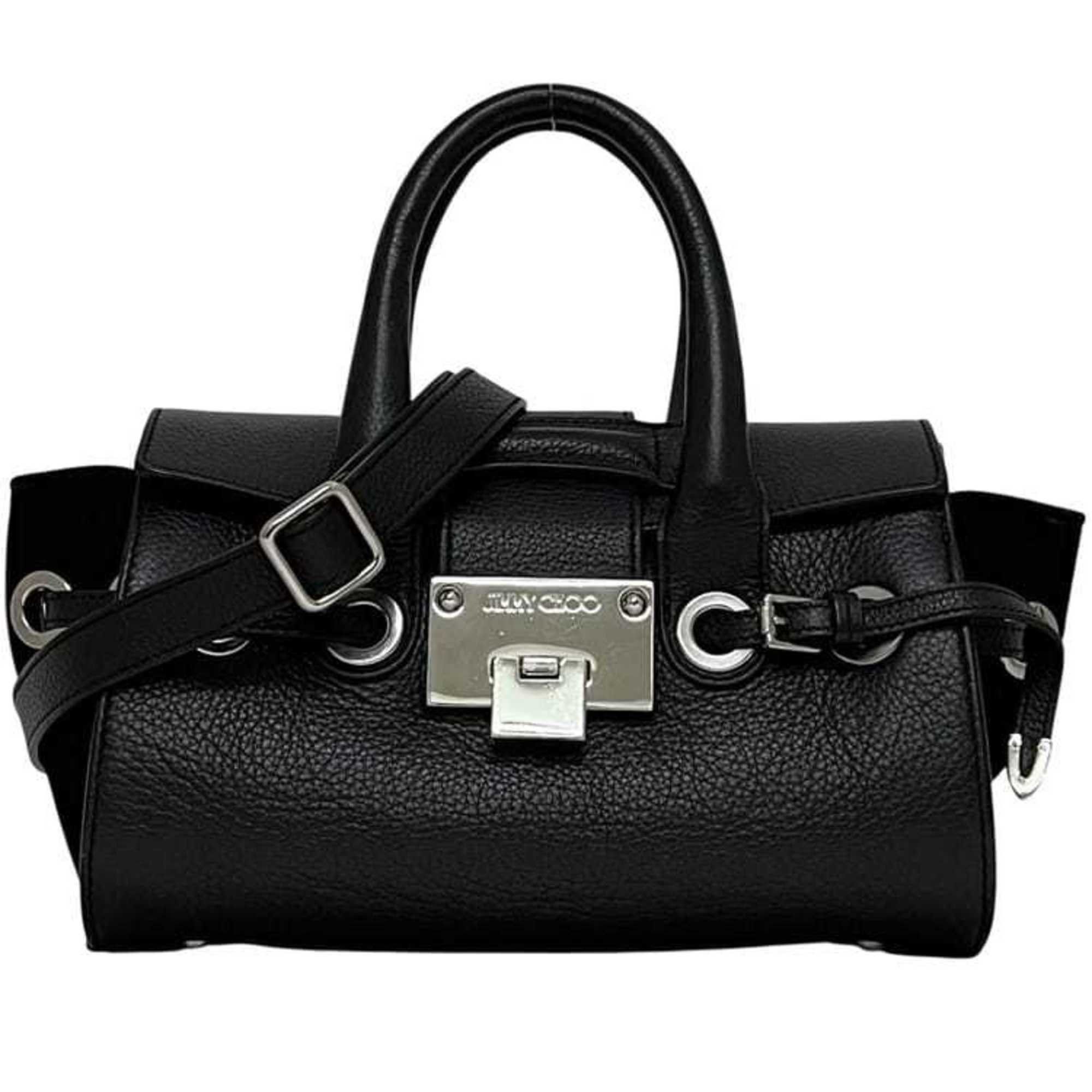 Jimmy Choo 2-way bag Rosalie ec-24986 in black leather and suede. This JIMMY CHOO crossbody/shoulder bag/handbag with a flap is perfect for women.