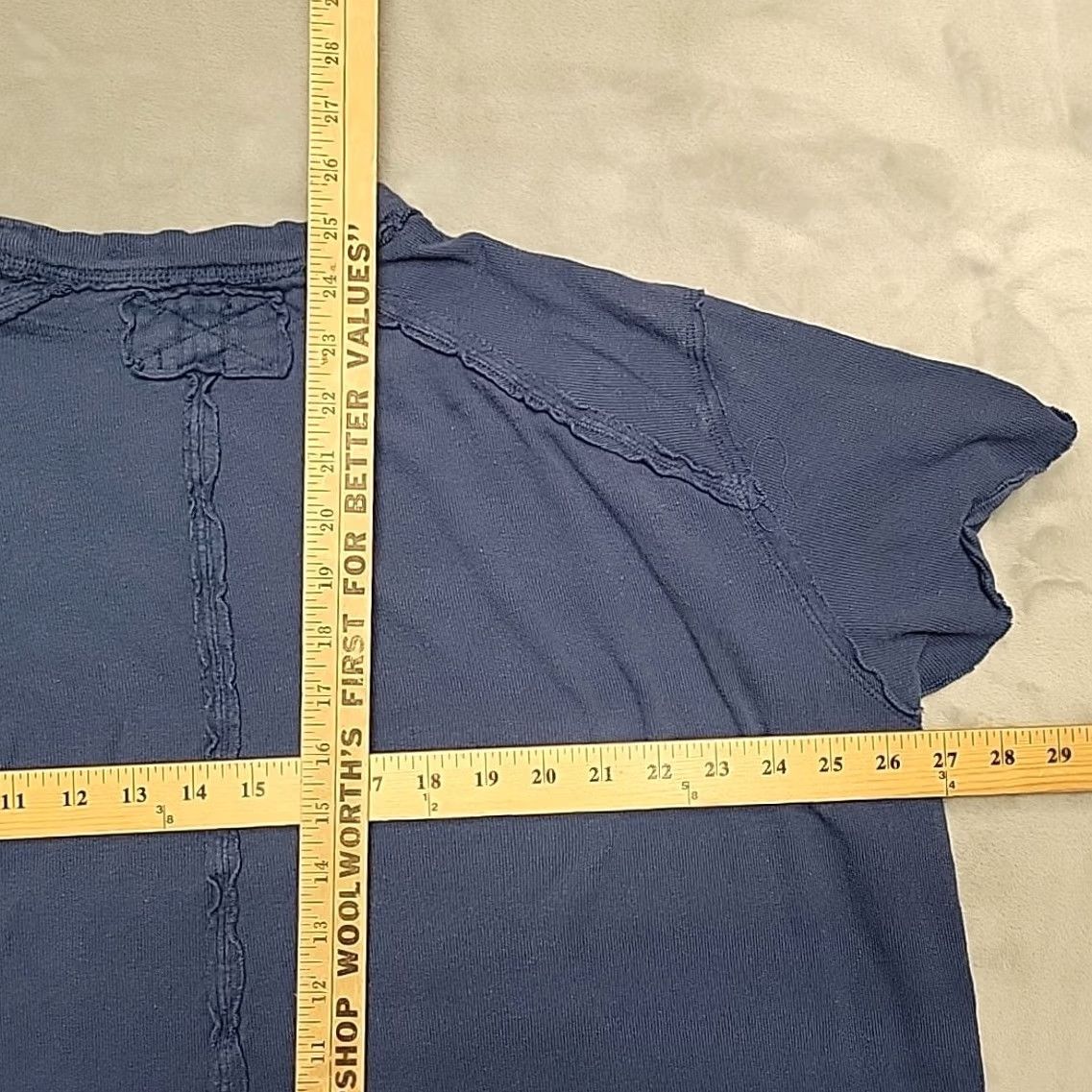 Vintage We The Free Shirt Womens Large Blue Flax Linen Cotton Blend Crewneck TEE Size L / US 10 / IT 46 - 5 Thumbnail