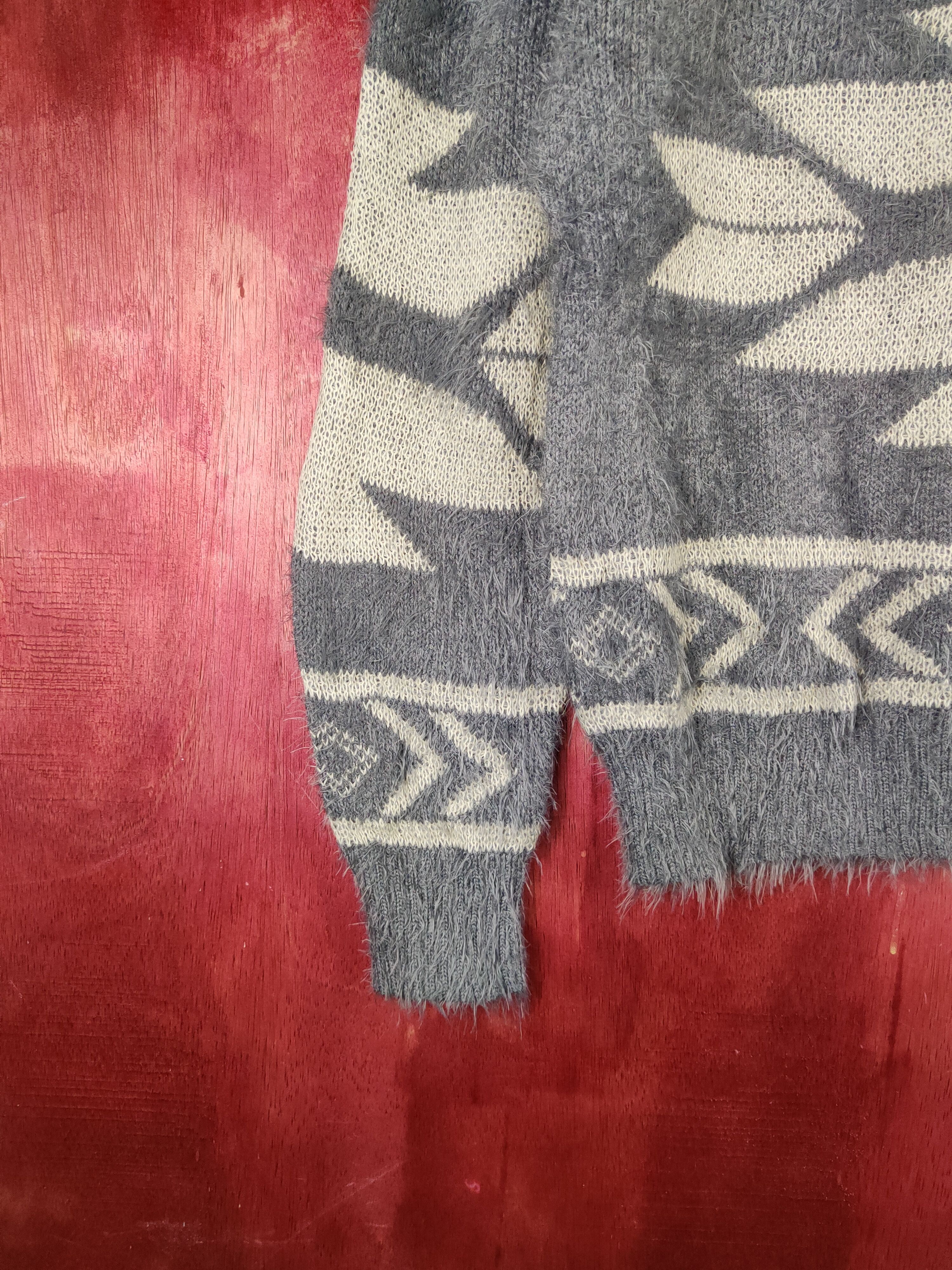 Japanese Brand Revo Dark Gray Shag Shaggy Fur Mohair Knitwear #S1957 Size US M / EU 48-50 / 2 - 4 Thumbnail