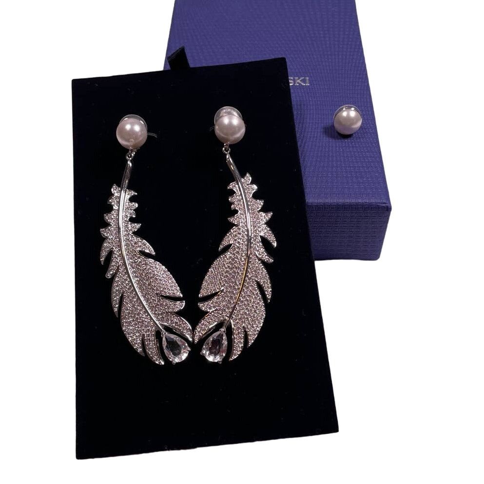 Swarovski Swarovski Nice Feather Talking Piece Clip Earrings Size ONE SIZE - 5 Thumbnail